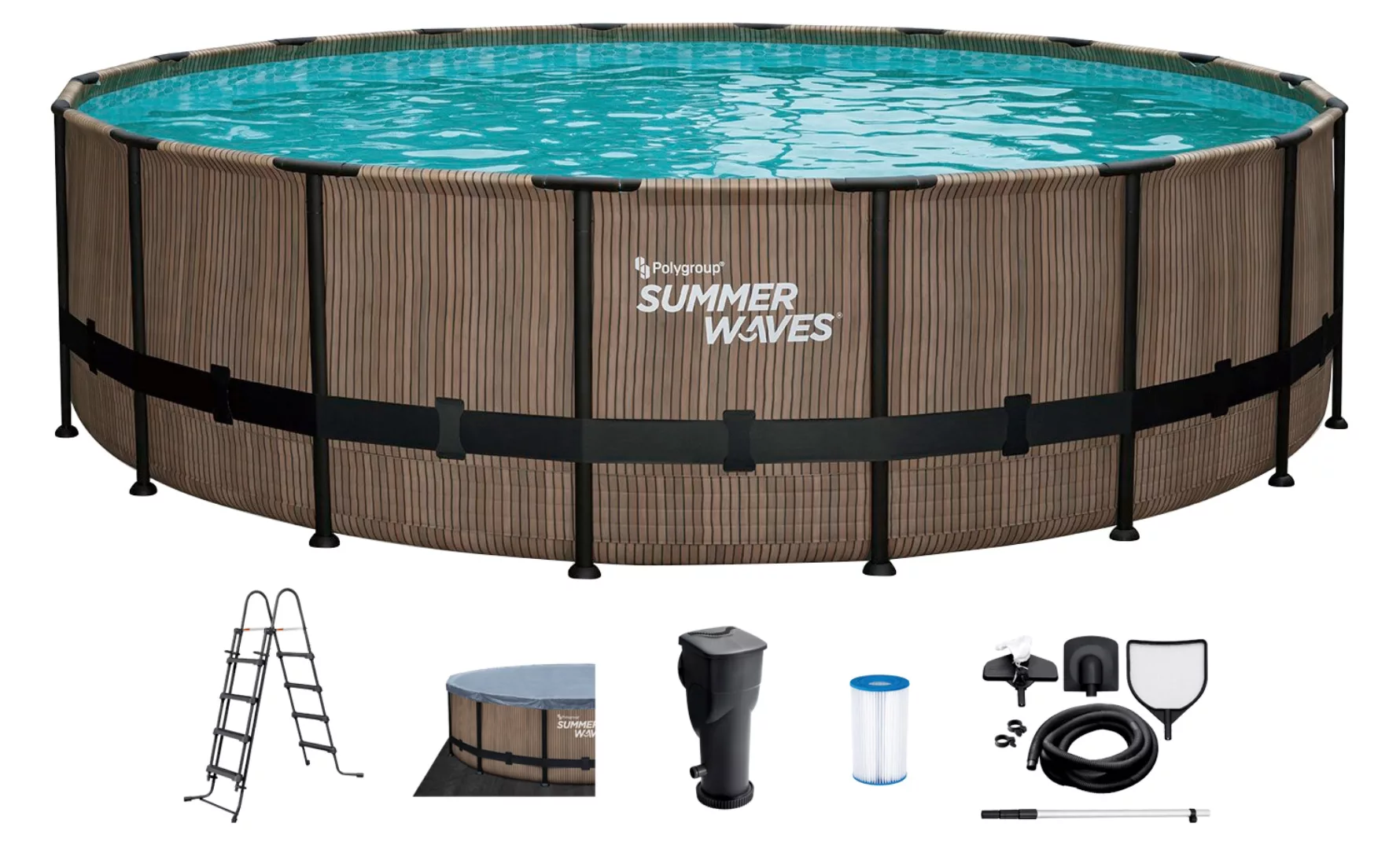 SummerWaves Framepool "Elite", (Set, 6 tlg.), ØxH: 549x132 cm, Teak-Optik günstig online kaufen