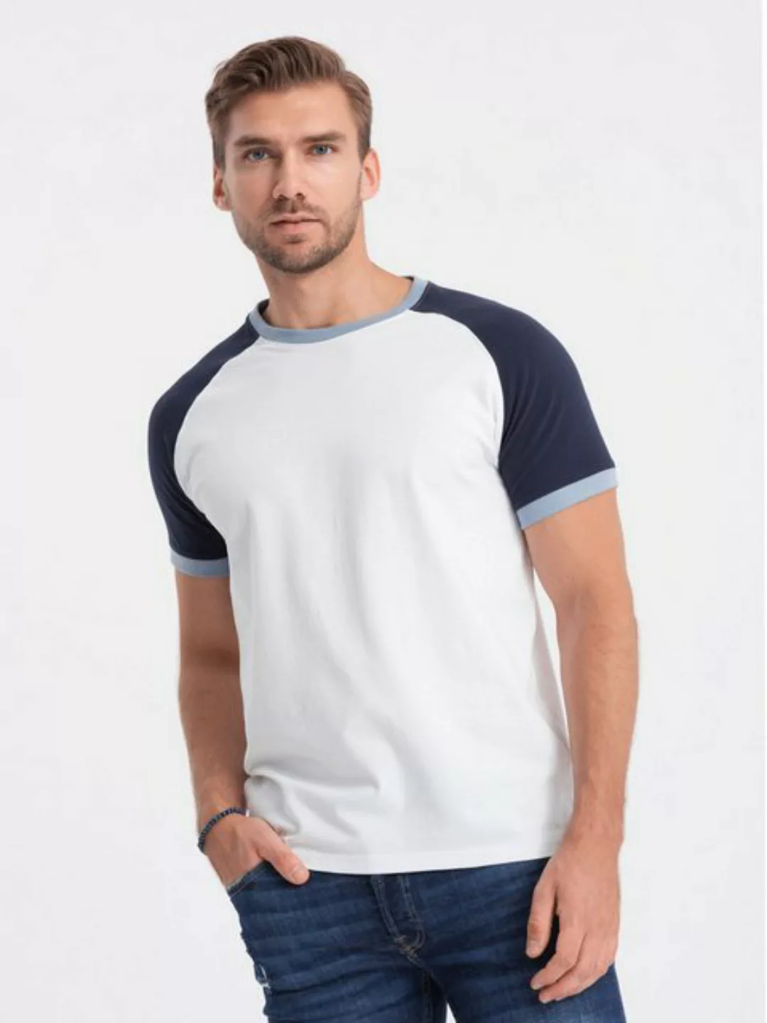 OMBRE T-Shirt T-Shirt für Herren aus Baumwolle mit Reglan günstig online kaufen