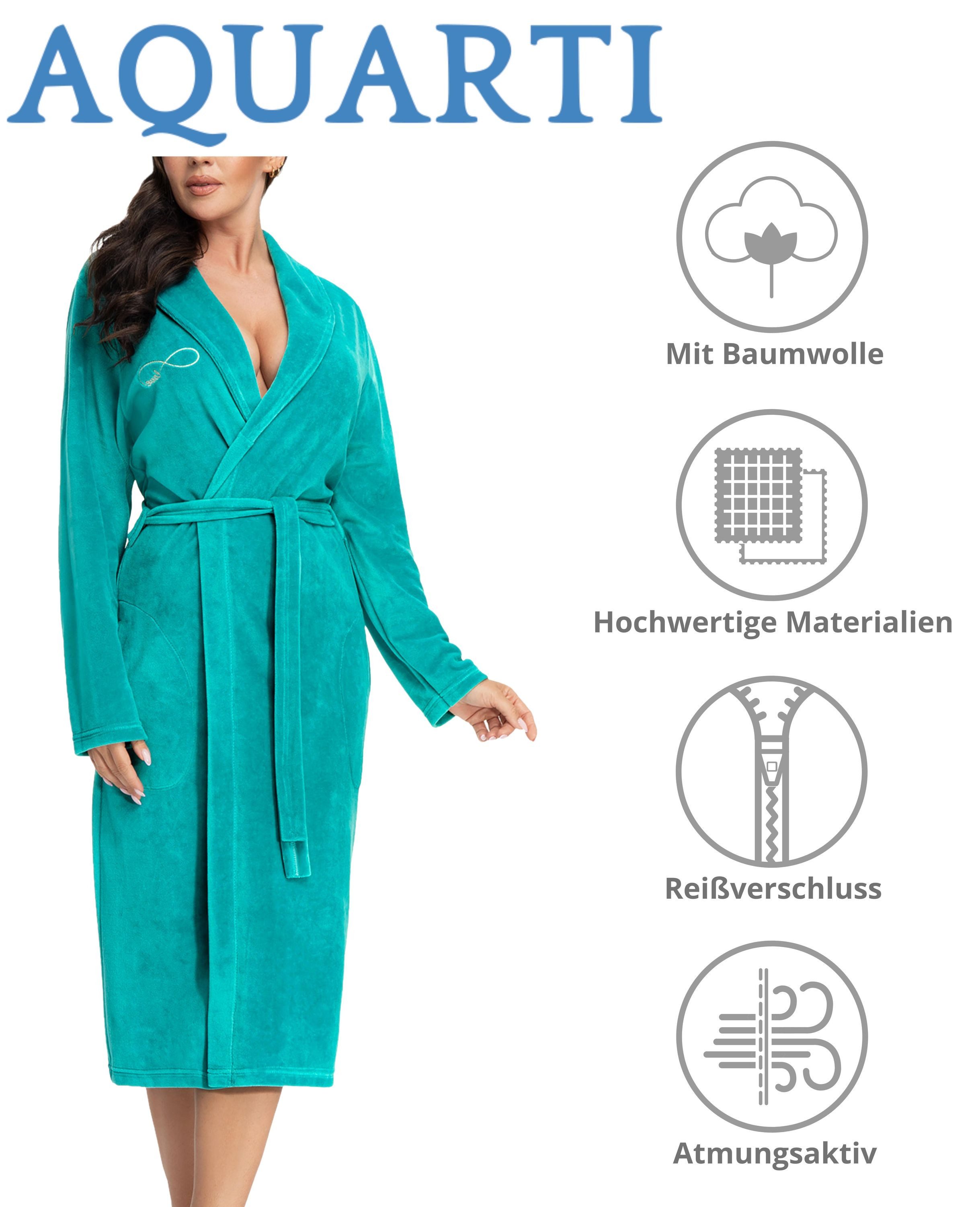 Aquarti Damenbademantel Aquarti Damen Morgenmantel aus günstig online kaufen