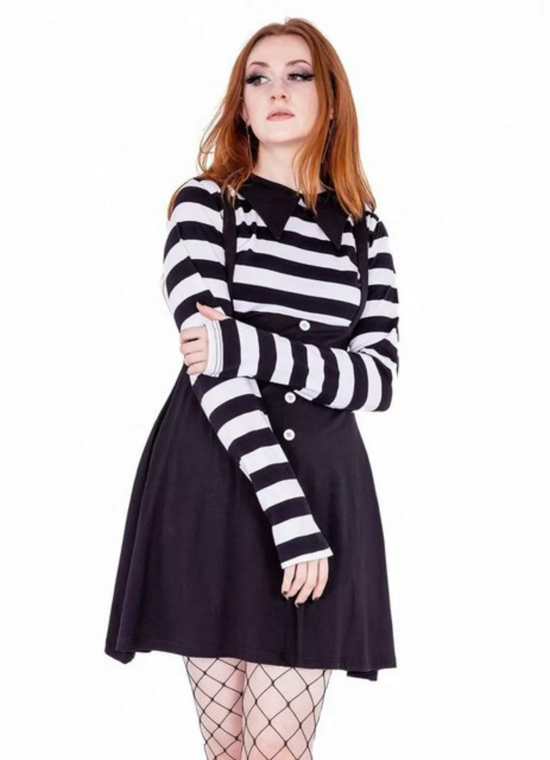 Heartless Minikleid Bewitched Dress Gothic Cosplay Gestreift Langarm günstig online kaufen
