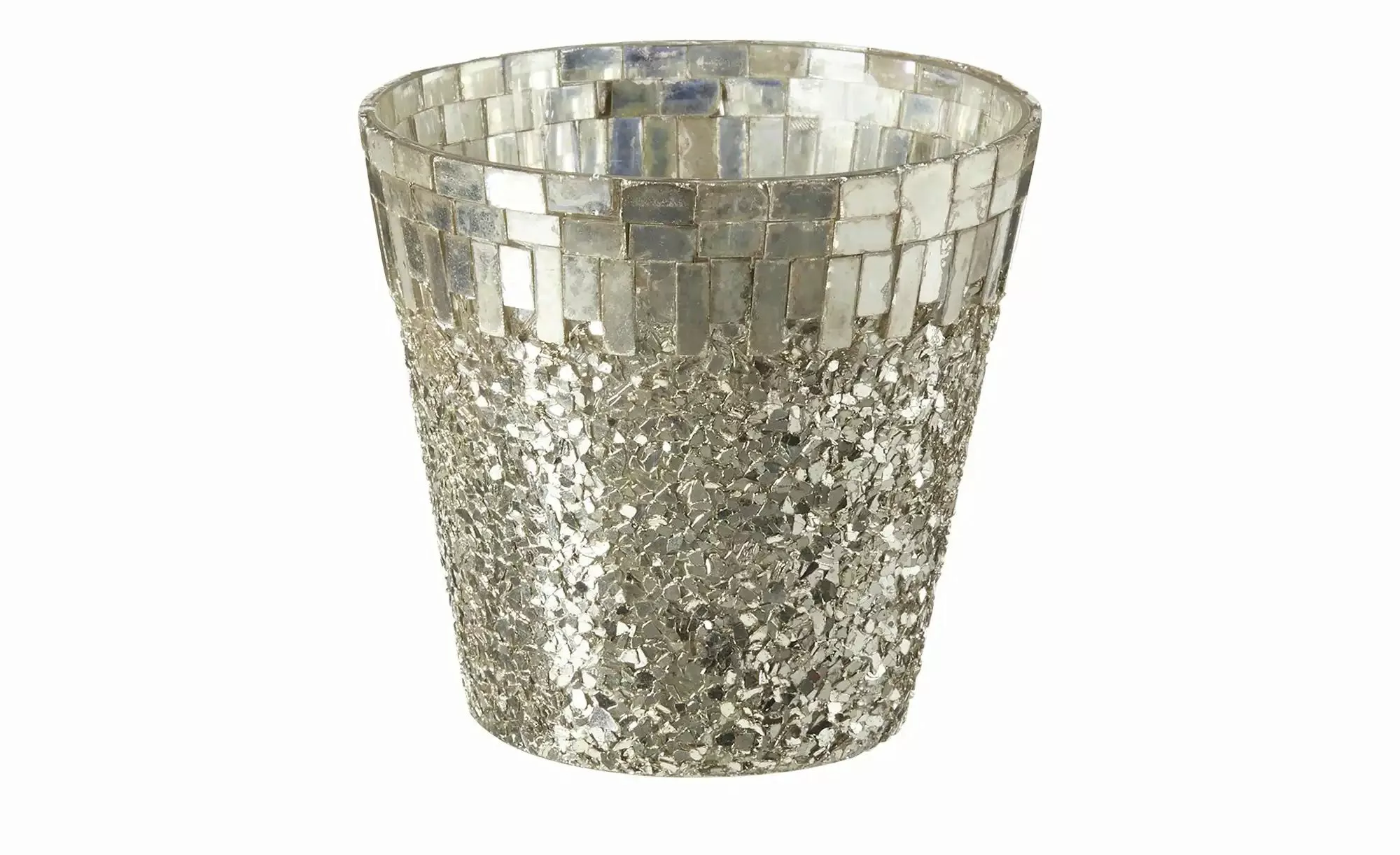 HOME STORY Teelichtglas ¦ silber ¦ Glas ¦ Maße (cm): H: 9  Ø: 10.5 Weihnach günstig online kaufen