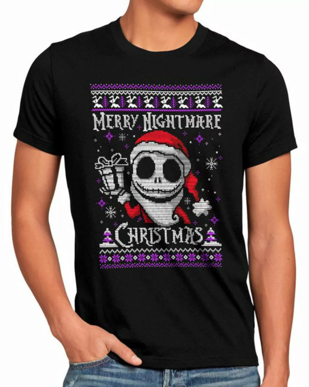 style3 T-Shirt Nightmare skellington jack christmas before ugly sweater wei günstig online kaufen