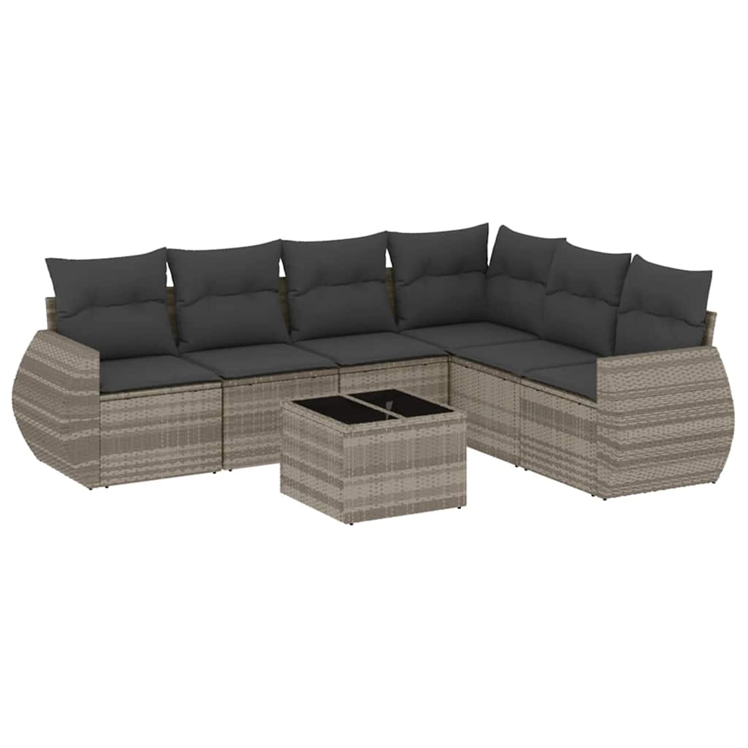 vidaXL 7-Tlg Garten-Sofagarnitur mit Kissen Hellgrau Poly Rattan 3253759 günstig online kaufen