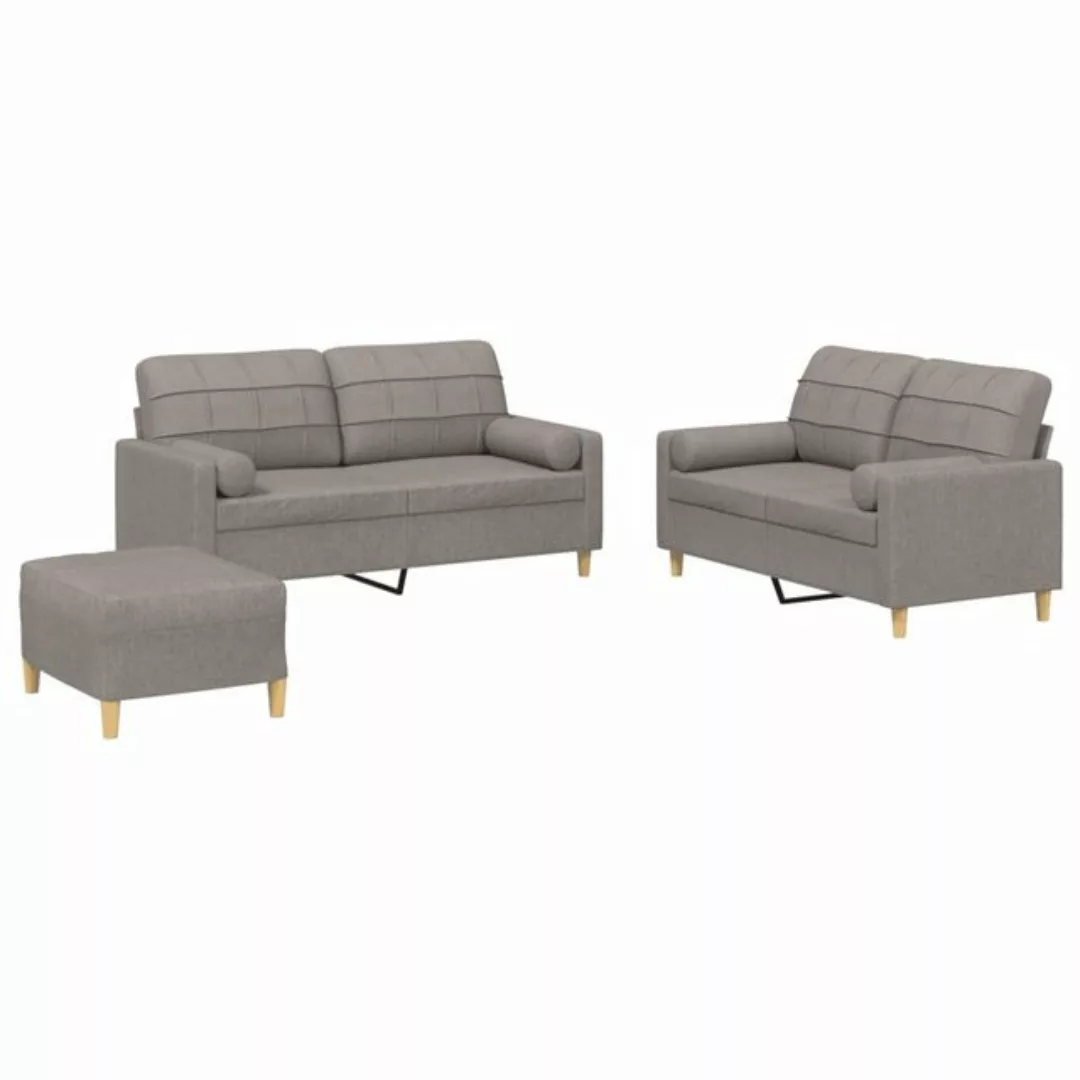 vidaXL Sofa 3-tlg. Sofagarnitur mit Kissen Taupe Stoff günstig online kaufen