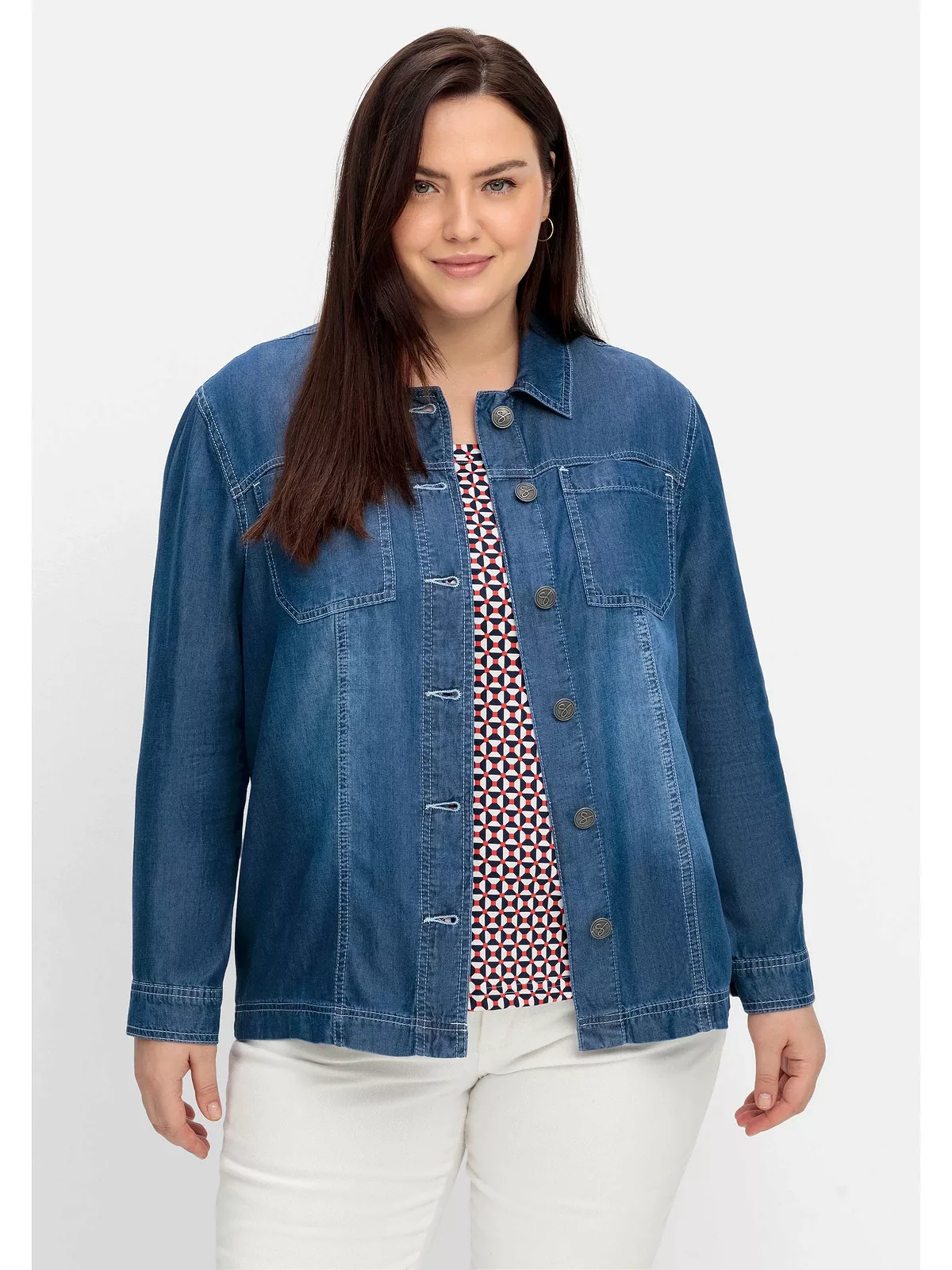 Sheego Hemdjacke "Große Größen", ohne Kapuze, in Jeans-Optik, aus TENCEL™ L günstig online kaufen