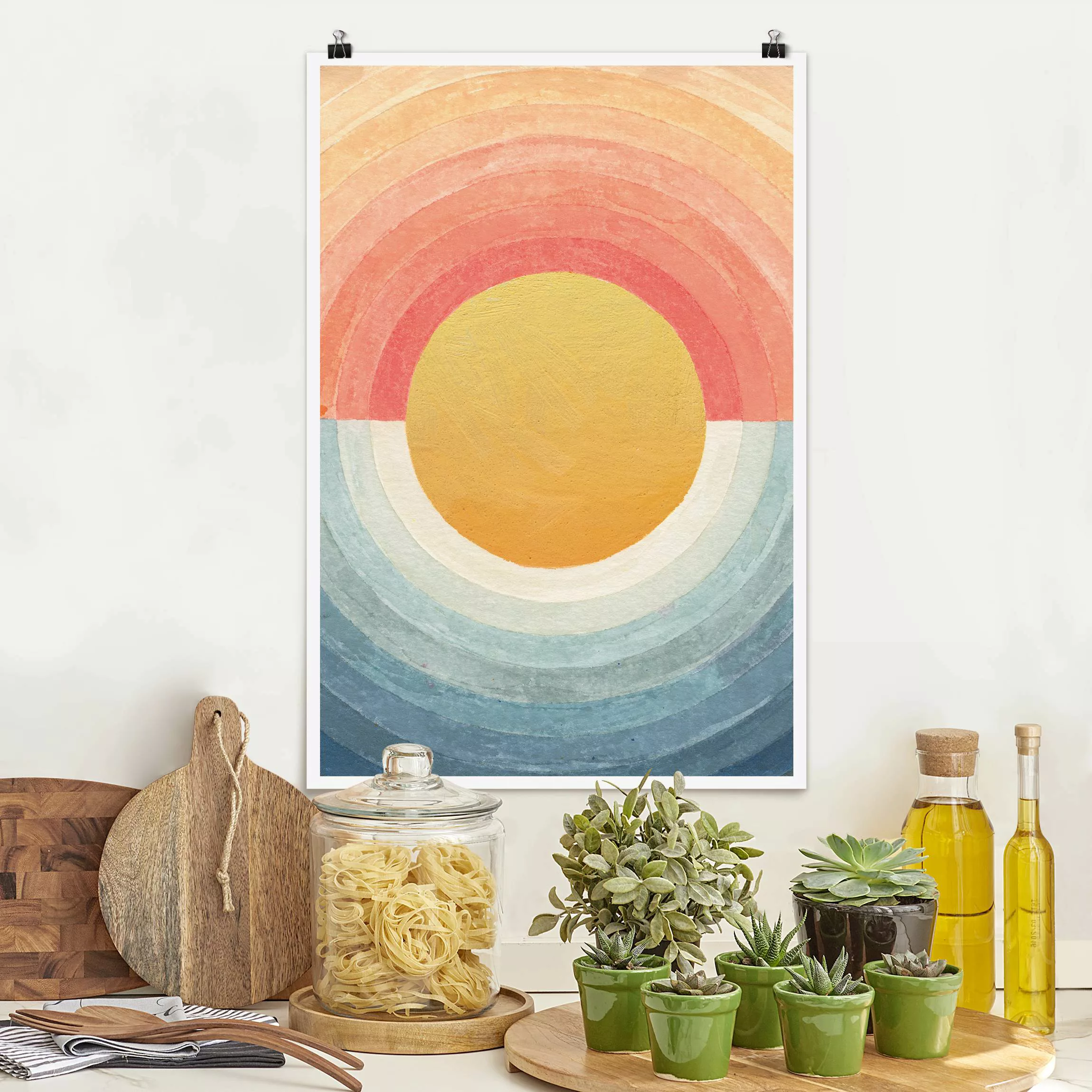 Poster Sonne zwischen Himmel und Meer günstig online kaufen