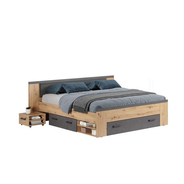 ebuy24 Bett Follow Bett 180x200cm mit Nachttisch, Schubladen günstig online kaufen