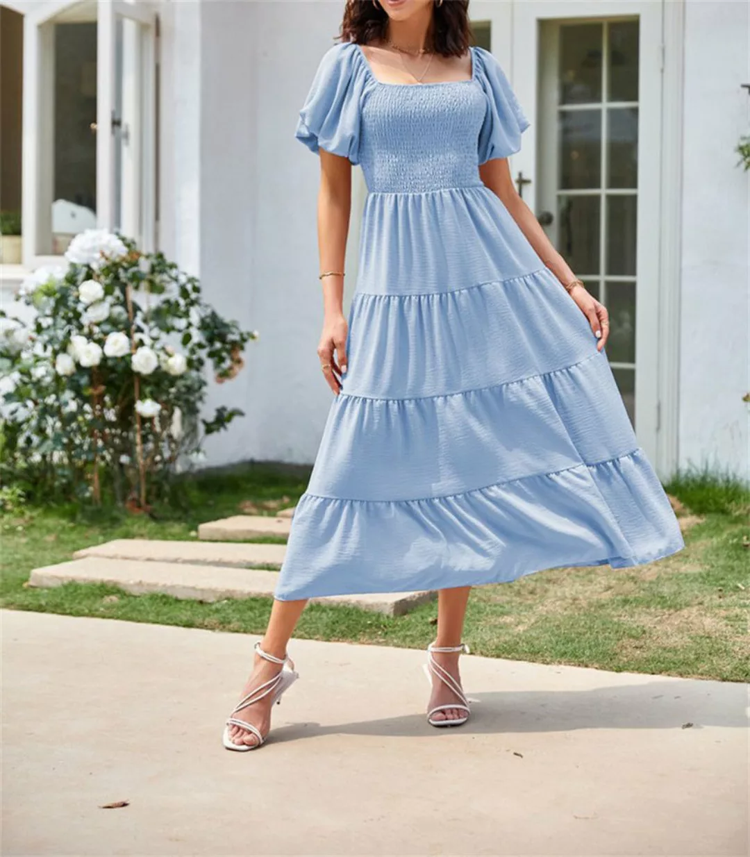 AFAZ New Trading UG A-Linien-Kleid Rückenfreies Faltenkleid mit quadratisch günstig online kaufen