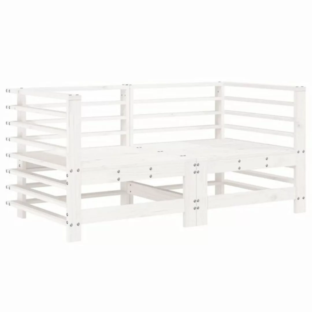 vidaXL Loungesofa Garten-Ecksofas 2 Stk. Weiß Massivholz Kiefer, 1 Teile günstig online kaufen