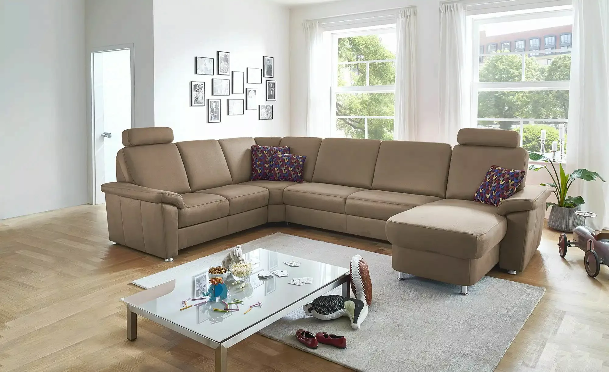 meinSofa Wohnlandschaft Mikrofaser Rita ¦ braun ¦ Maße (cm): B: 330 H: 91 T günstig online kaufen