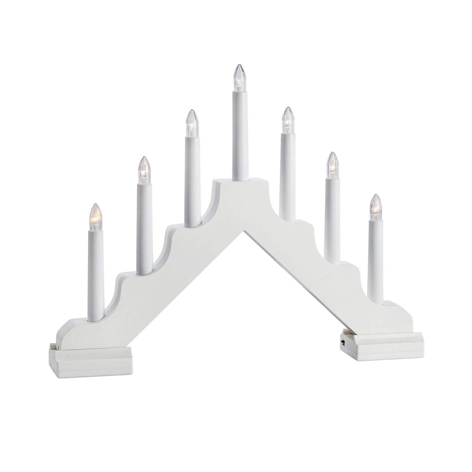 LED-Kerzenleuchter Evelin aus Holz, 7-flammig weiß günstig online kaufen