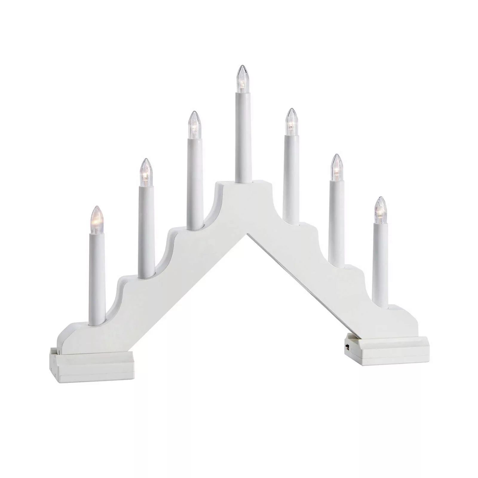 LED-Kerzenleuchter Evelin aus Holz, 7-flammig weiß günstig online kaufen