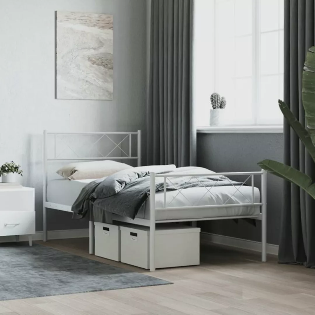 vidaXL Bett Bettgestell mit Kopf- und Fußteil Metall Schwarz 90x190 cm günstig online kaufen