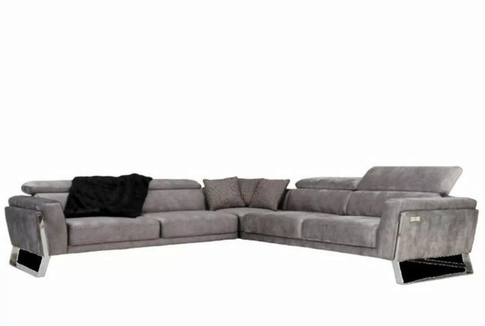 JVmoebel Ecksofa Graues Ecksofa L-Form Couch Großes Stoffsofa Luxus Möbel N günstig online kaufen