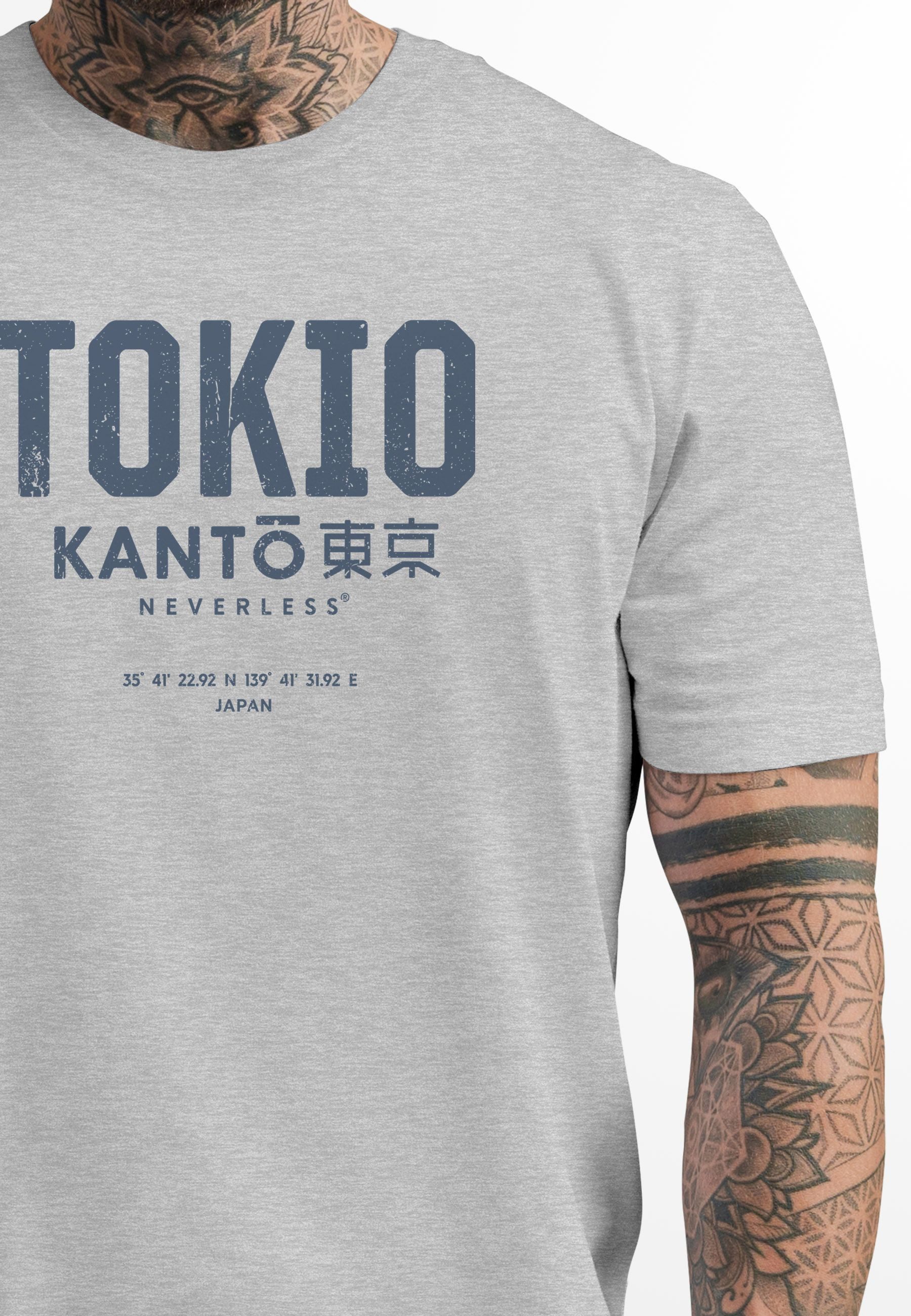 Neverless Print-Shirt Herren T-Shirt Frontprint Tokyo günstig online kaufen