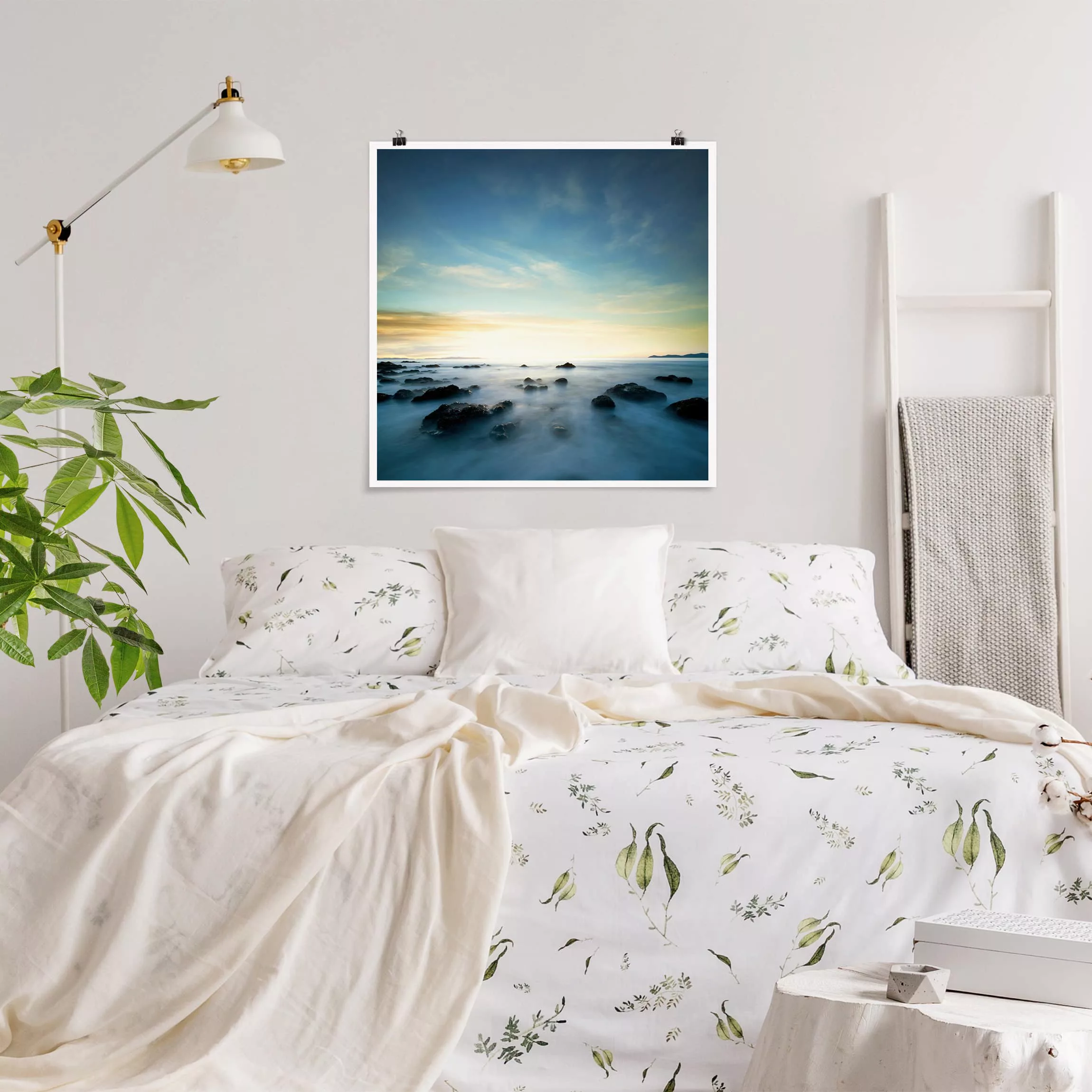 Poster Strand - Quadrat Sonnenuntergang über dem Ozean günstig online kaufen