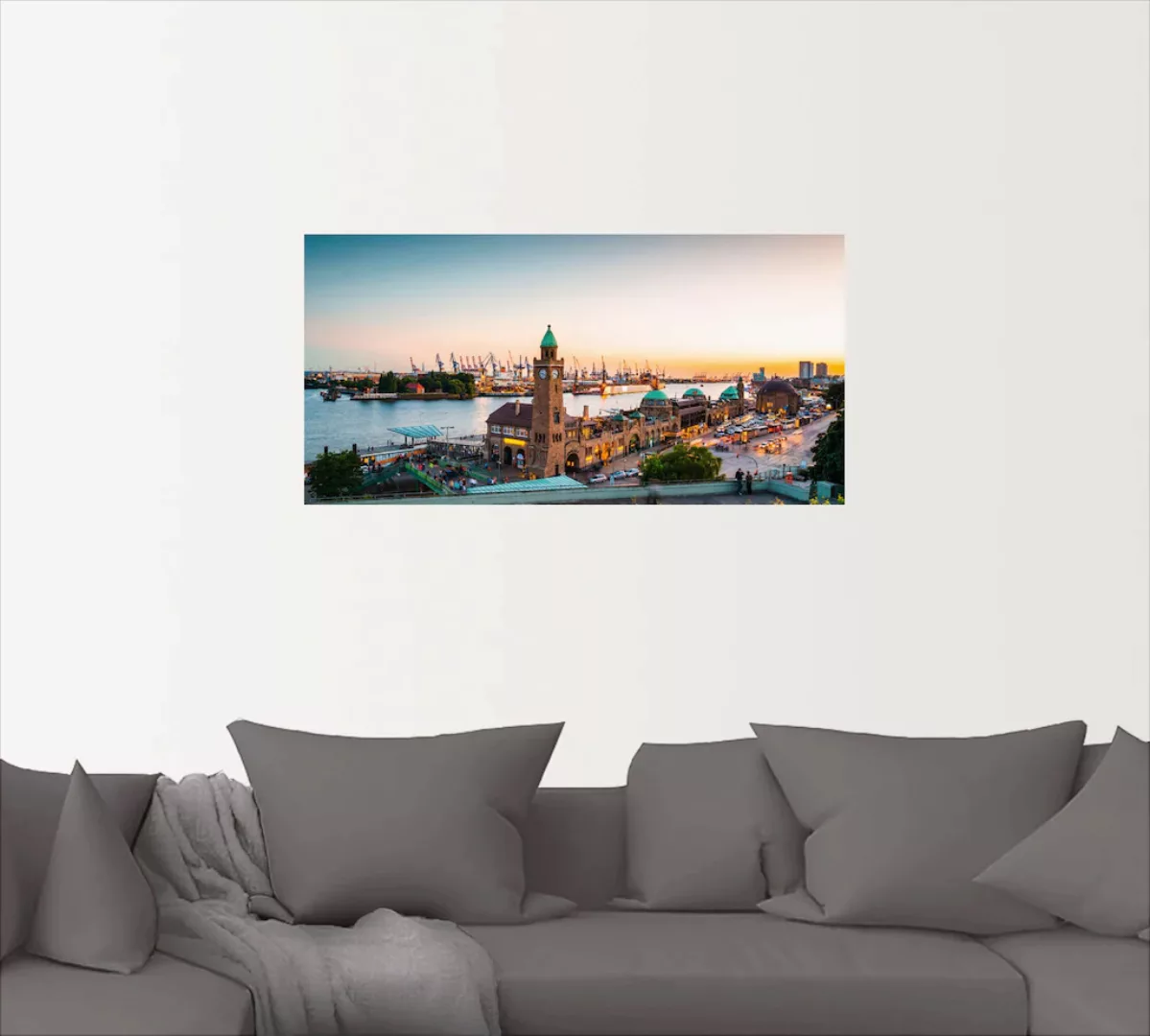 Artland Wandbild "Hamburg Hafen und Landungsbrücken", Deutschland, (1 St.), günstig online kaufen