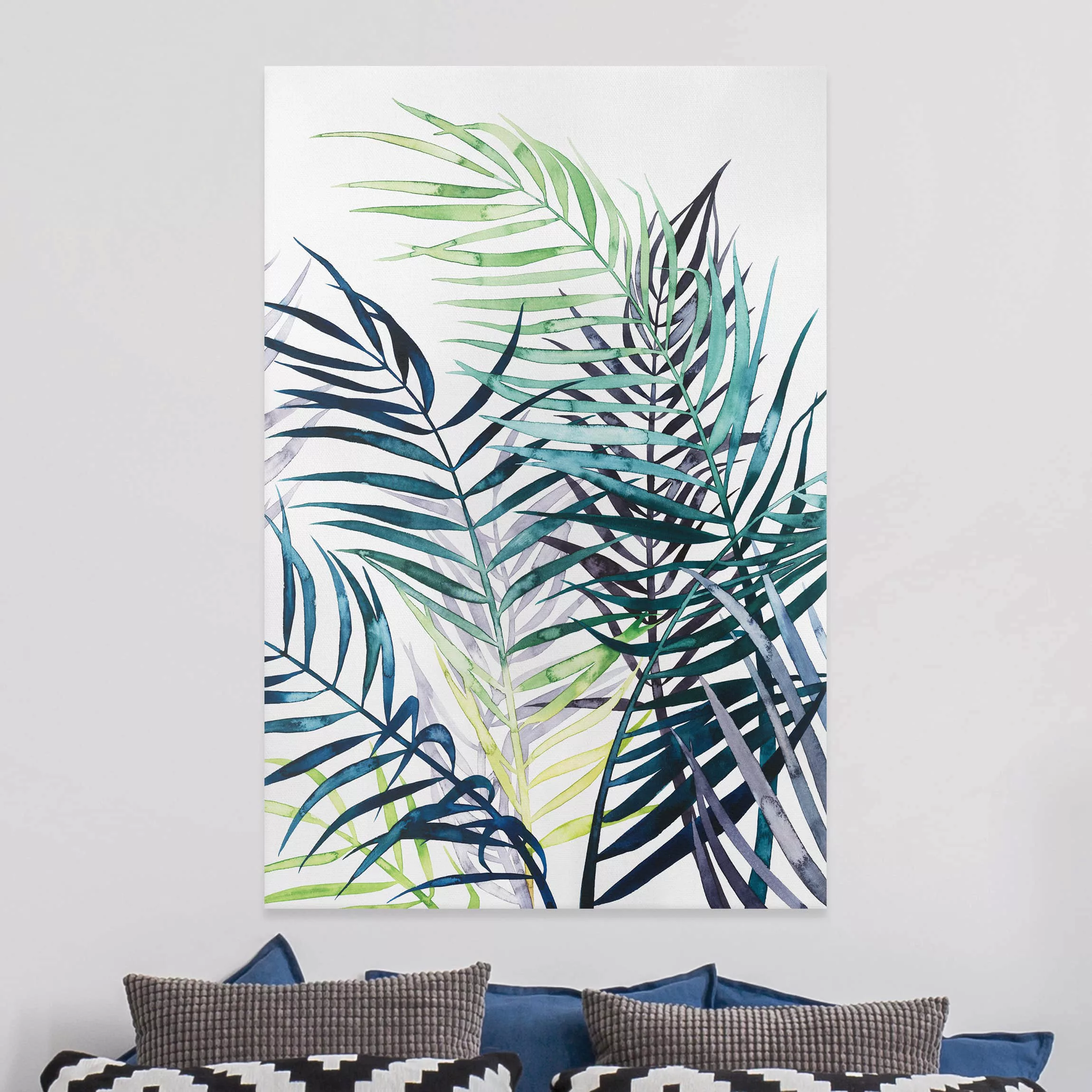 Leinwandbild Botanik - Hochformat Exotisches Blattwerk - Palme günstig online kaufen