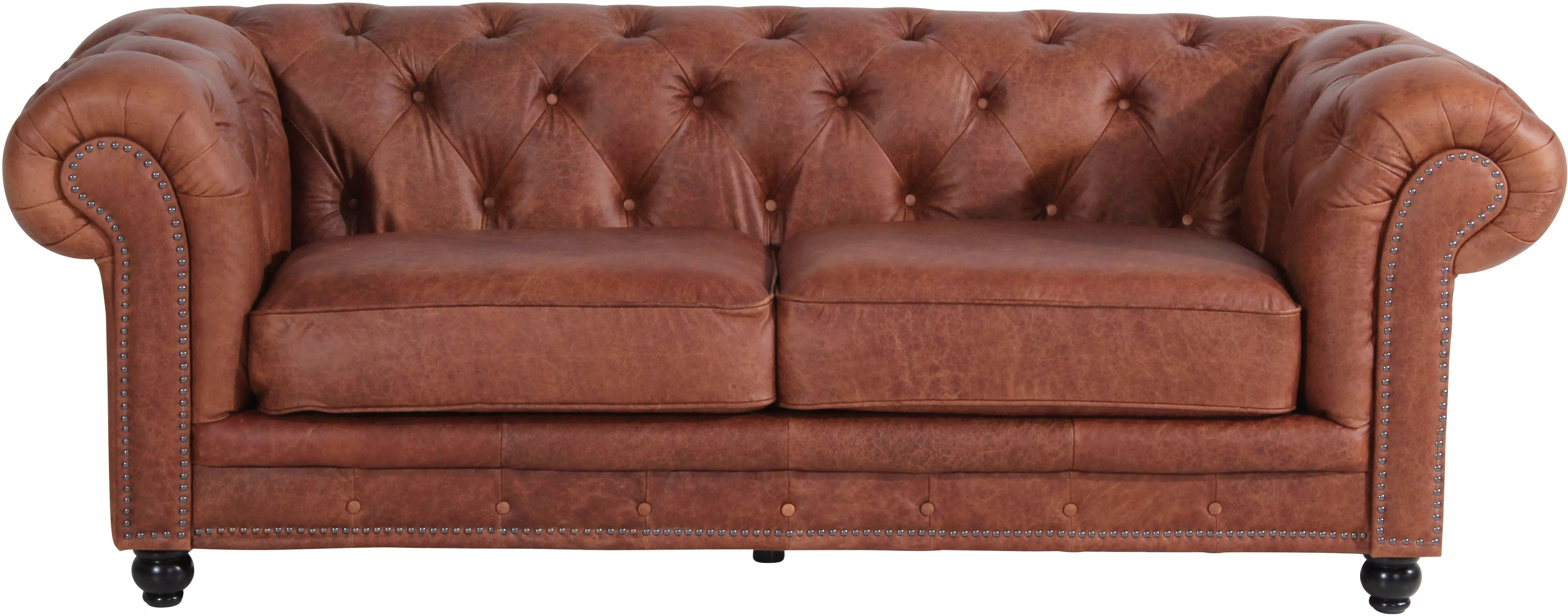 Max Winzer Chesterfield-Sofa "Old England", 2,5-Sitzer Ledersofa mit Knopfh günstig online kaufen