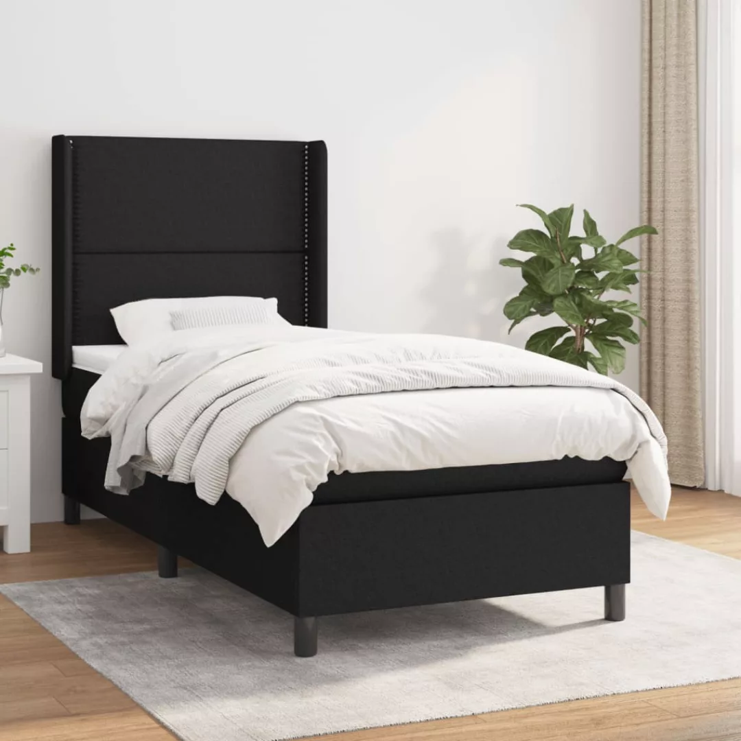 Vidaxl Boxspringbett Mit Matratze Schwarz 100x200 Cm Stoff günstig online kaufen