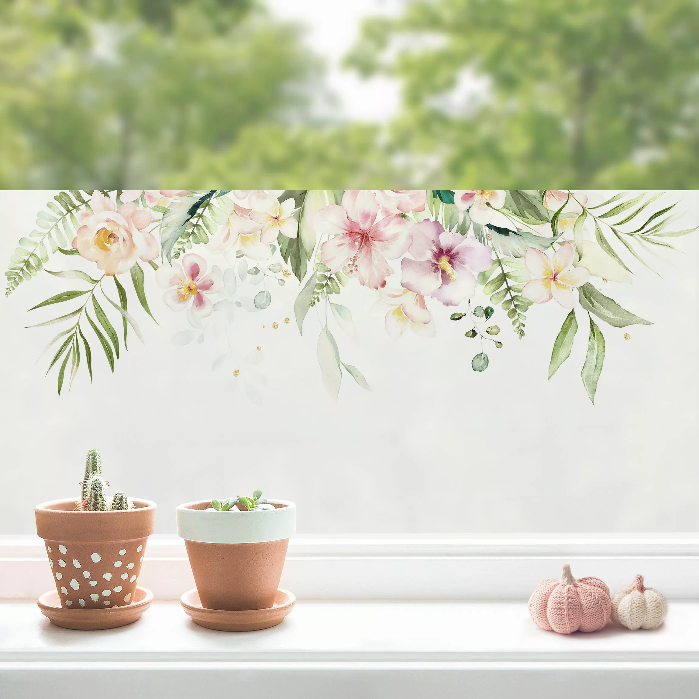 Fensterfolie Aquarell Blüten Arrangement günstig online kaufen