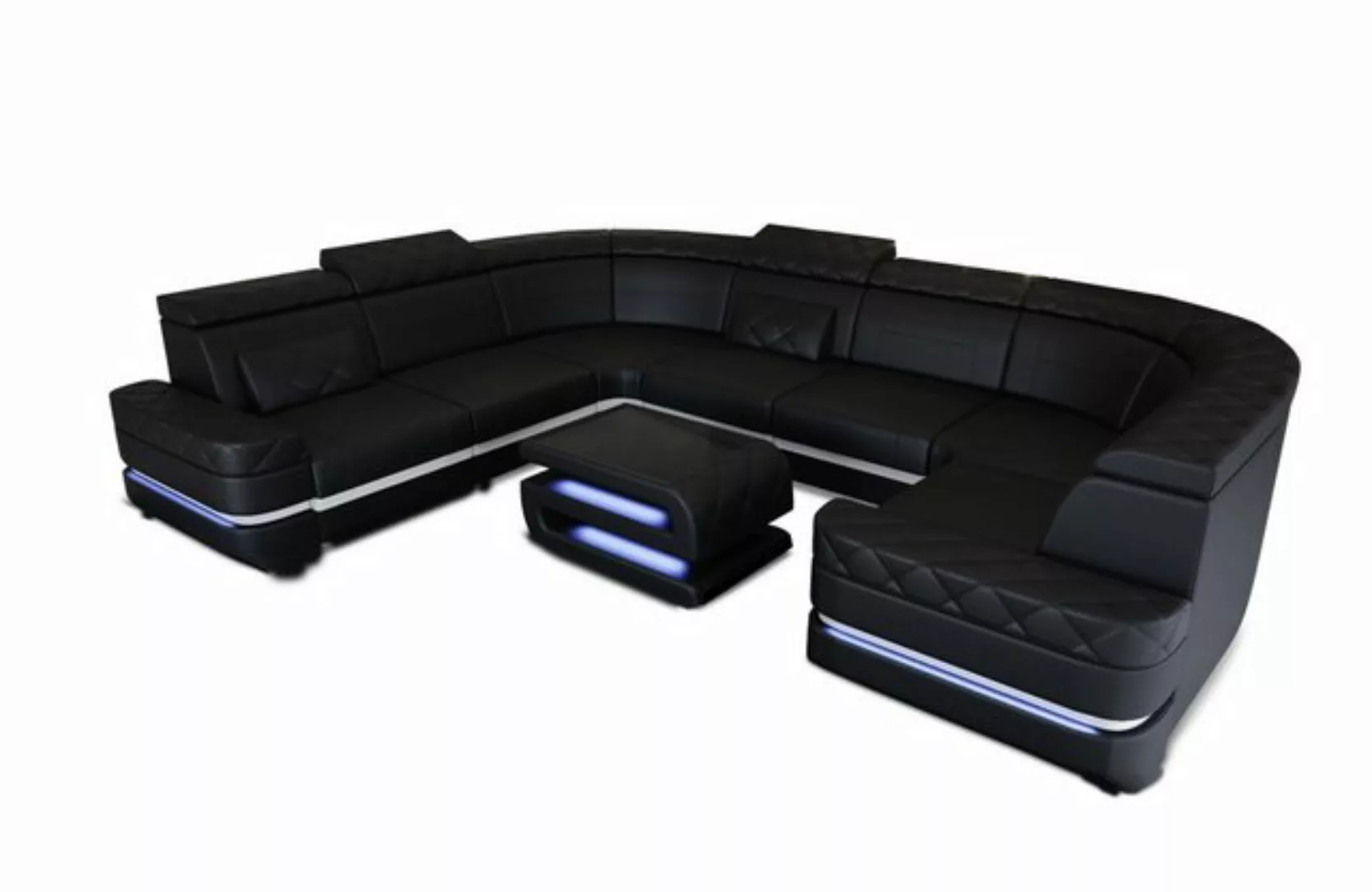 Sofa Dreams Wohnlandschaft Couch Sofa Leder Positano U Form Ledercouch, Led günstig online kaufen