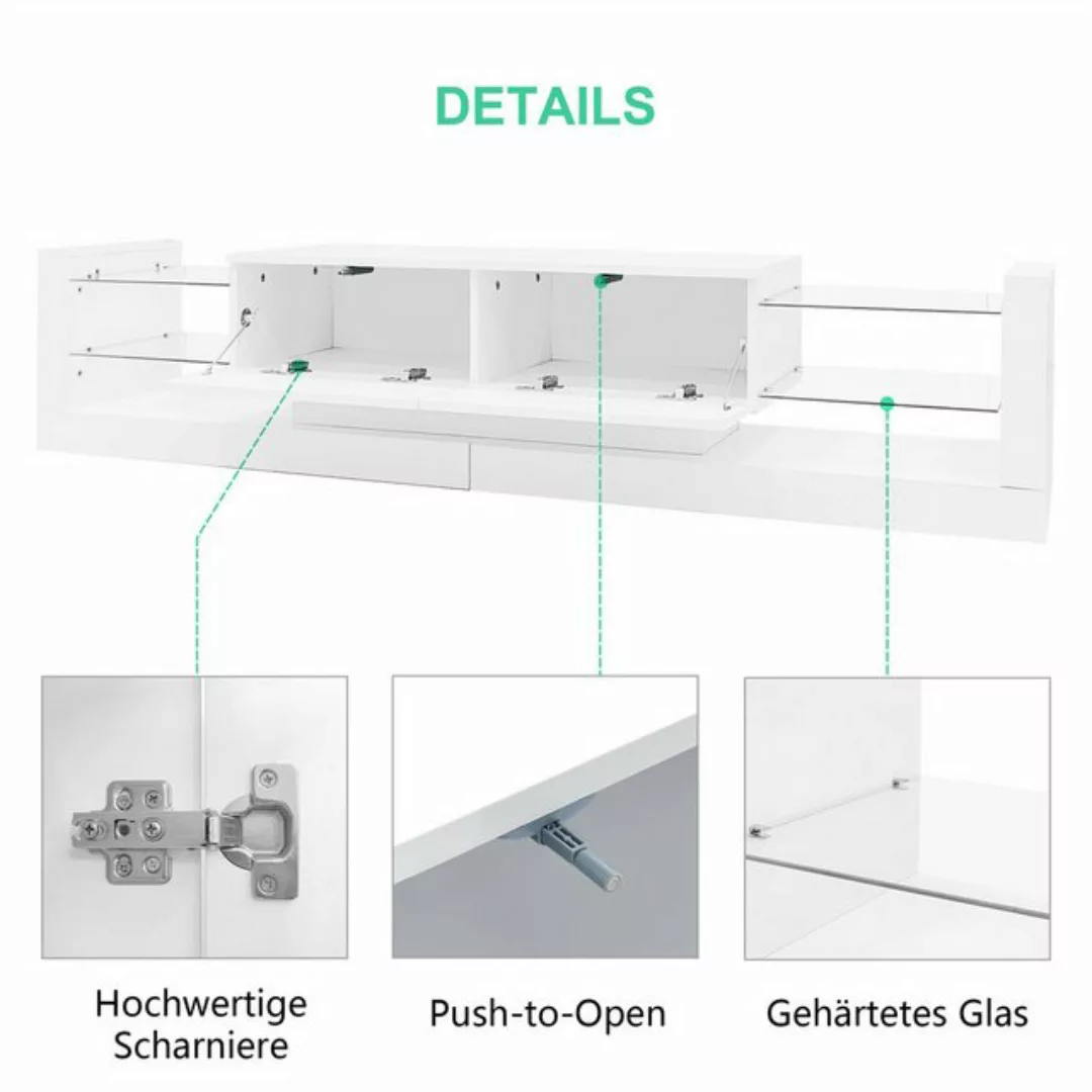 autolock TV-Schrank Hochglanz-TV-Schrank mit LED-Beleuchtung, für TV bis 80 günstig online kaufen