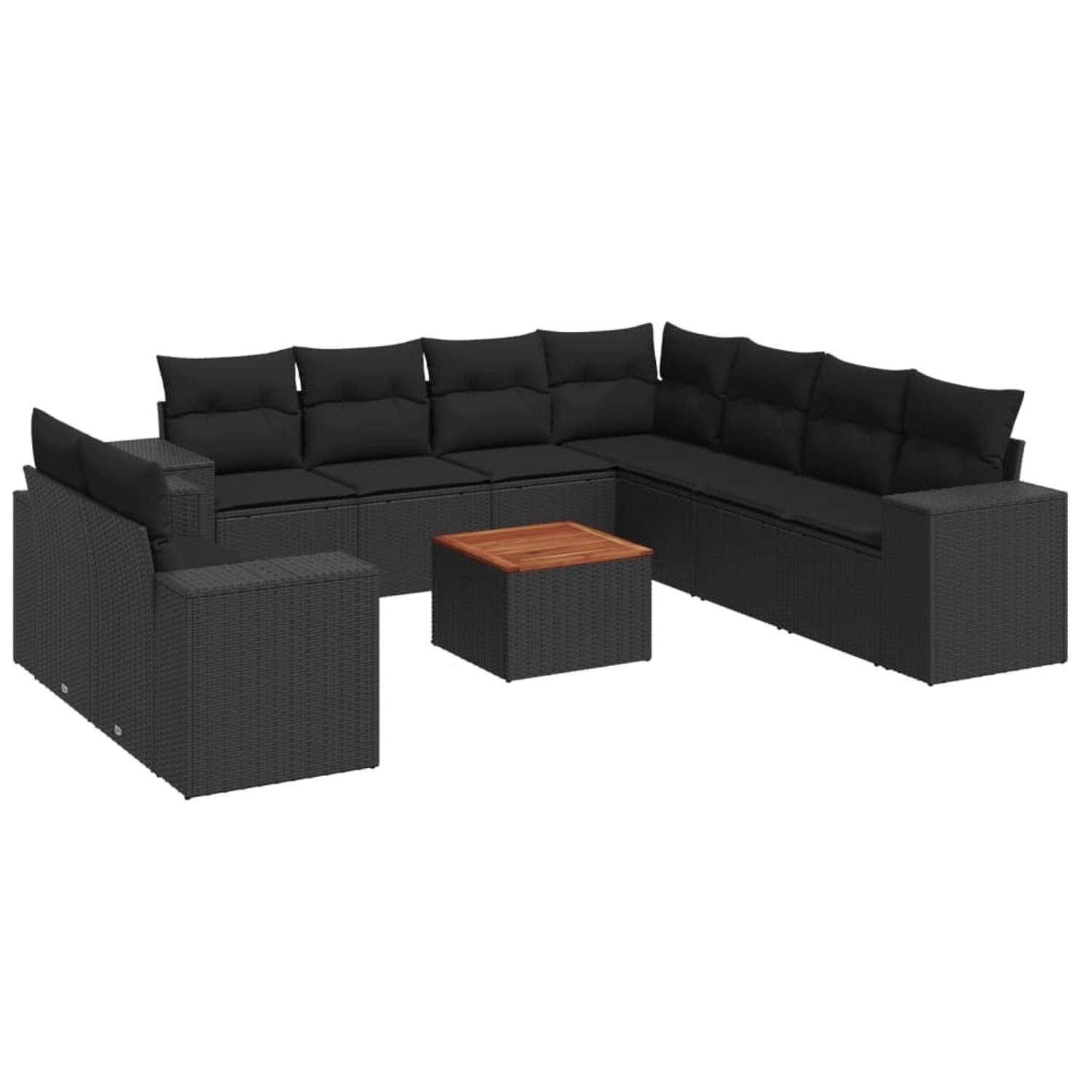 vidaXL 10-tlg Garten-Sofagarnitur mit Kissen Schwarz Poly Rattan Modell 109 günstig online kaufen