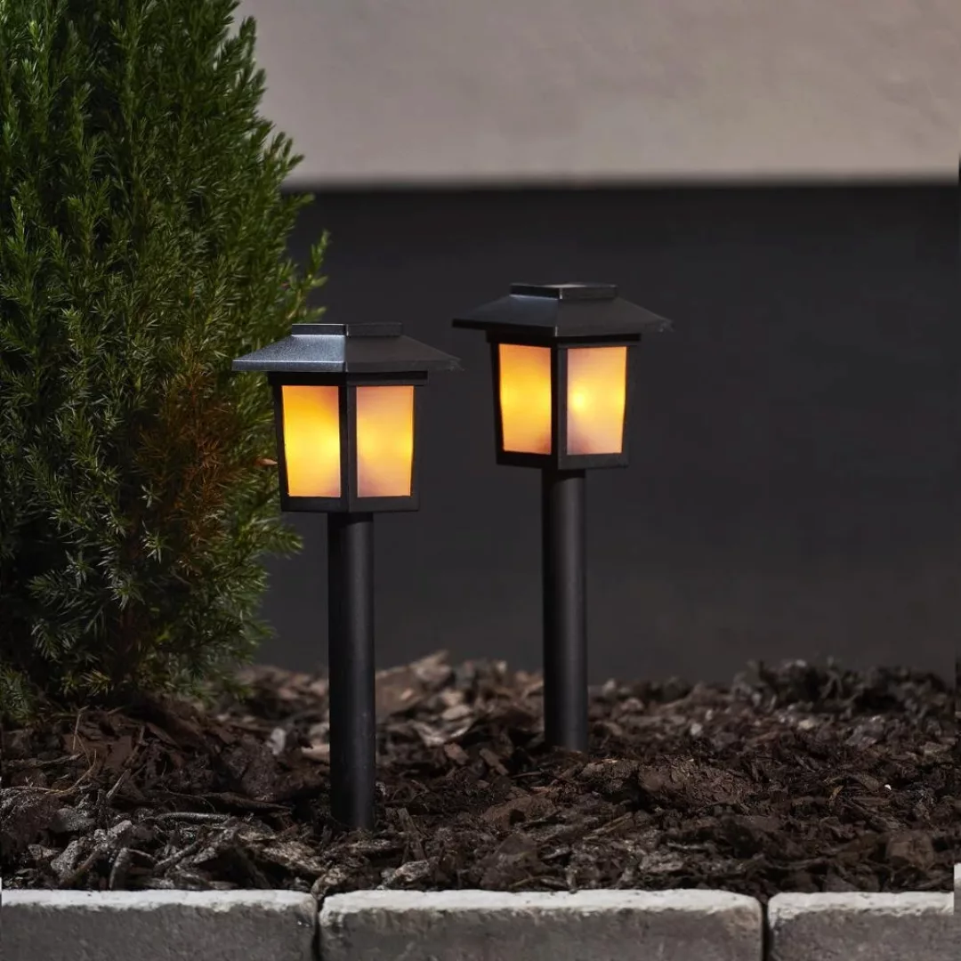 LED-Solar-Sockelleuchte Flame Mini im 2er-Set günstig online kaufen