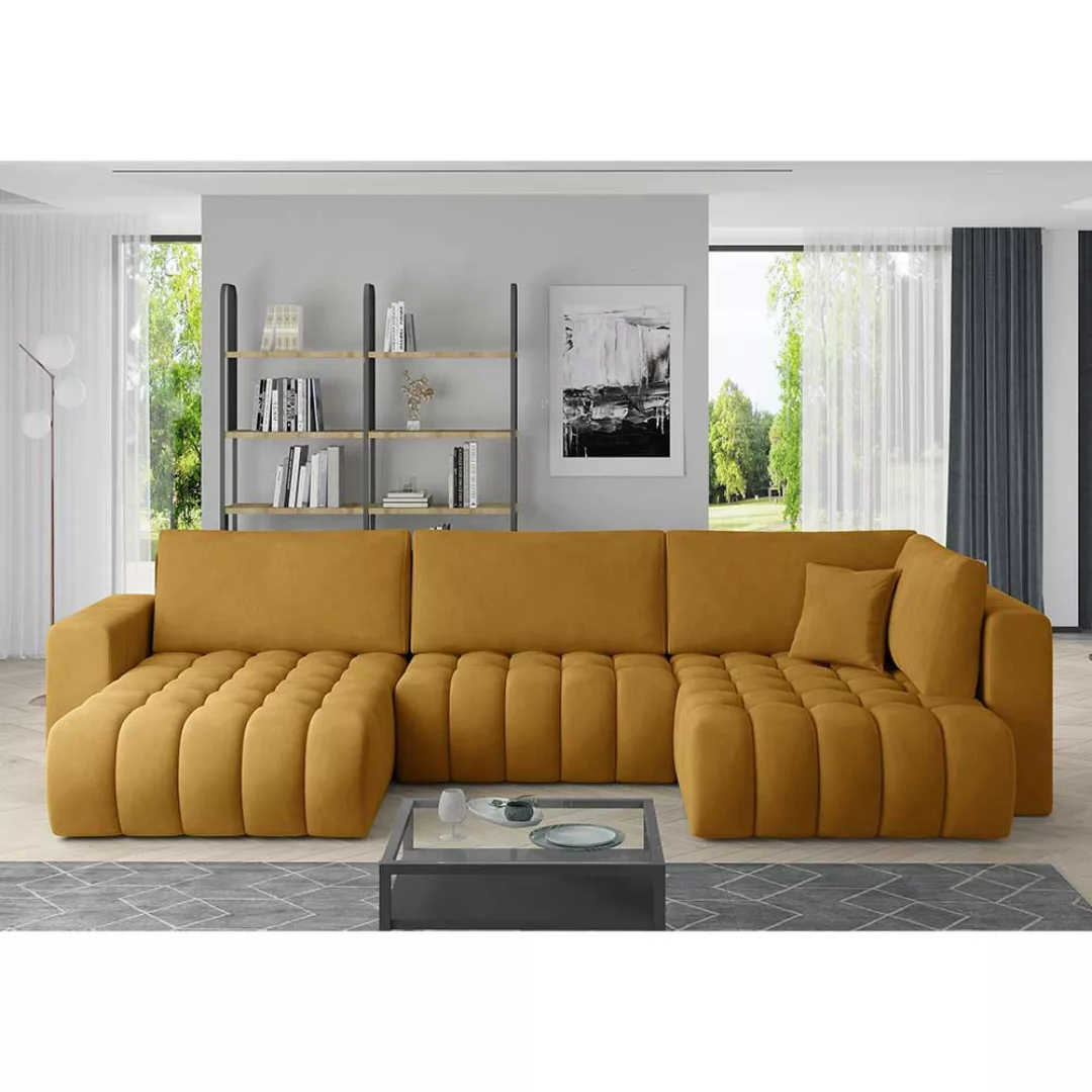 Sofa Wohnlandschaft in modernem Design und Senfgelb günstig online kaufen