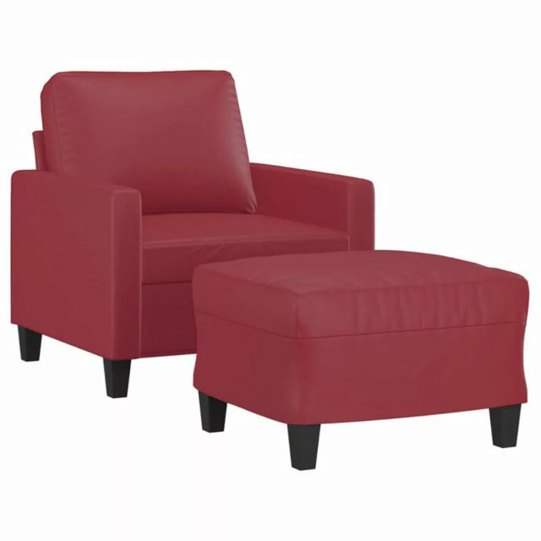 vidaXL Sofa Sessel mit Hocker Weinrot 60 cm Kunstleder günstig online kaufen