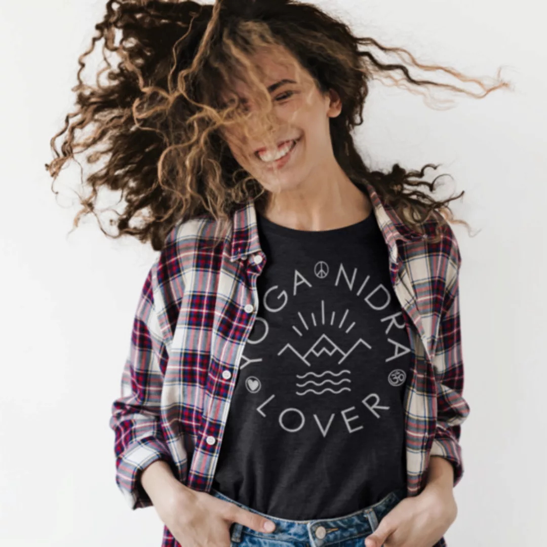 Yogicompany - Damen - Yoga T-shirt "Yoga Nidra Lover" Grau/weiß günstig online kaufen
