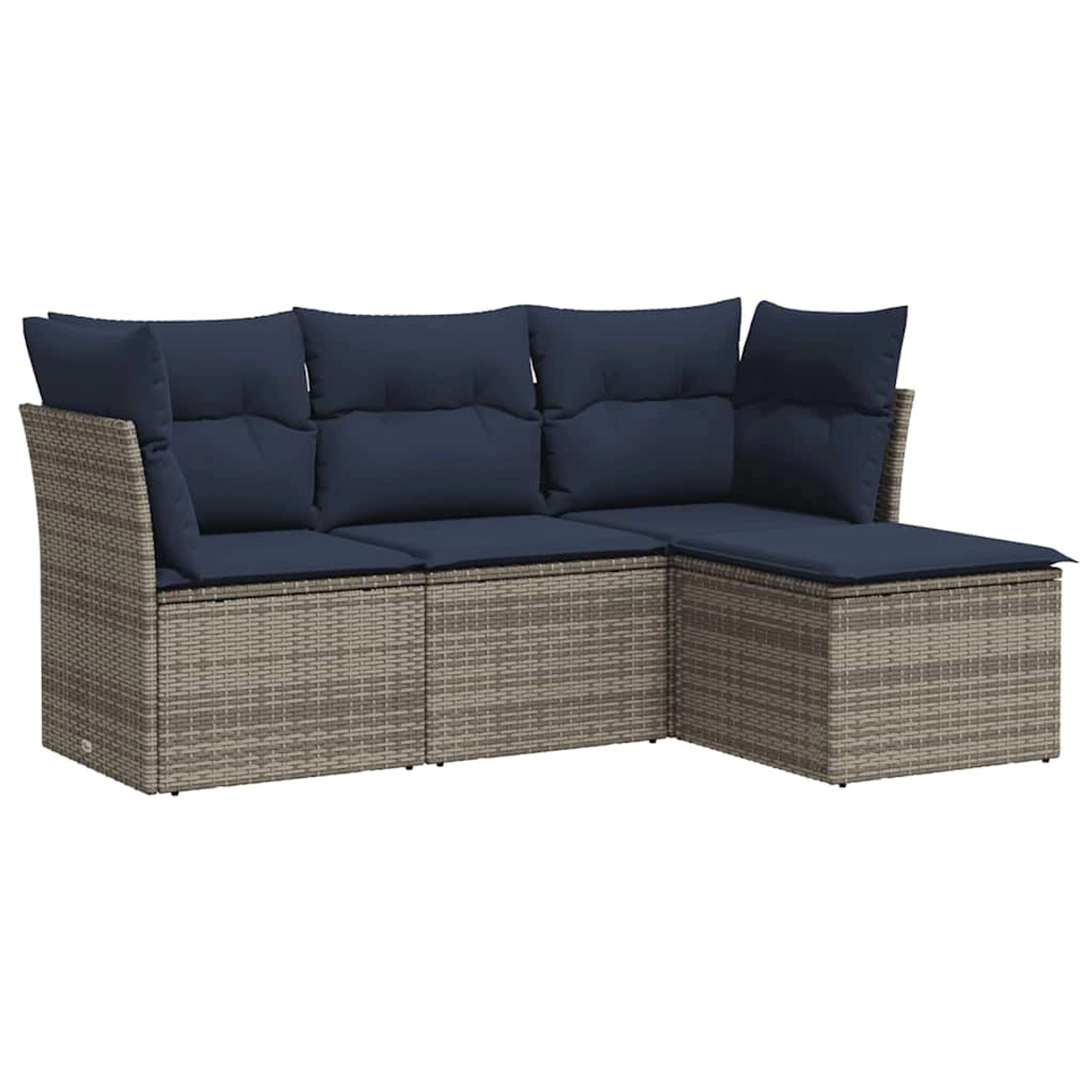 vidaXL 4-Tlg Garten-Sofagarnitur mit Kissen Grau Poly Rattan 3217541 günstig online kaufen