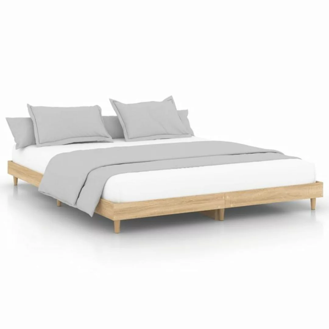 vidaXL Bettgestell, Bettrahmen Sonoma-Eiche 140x200 cm Holzwerkstoff günstig online kaufen