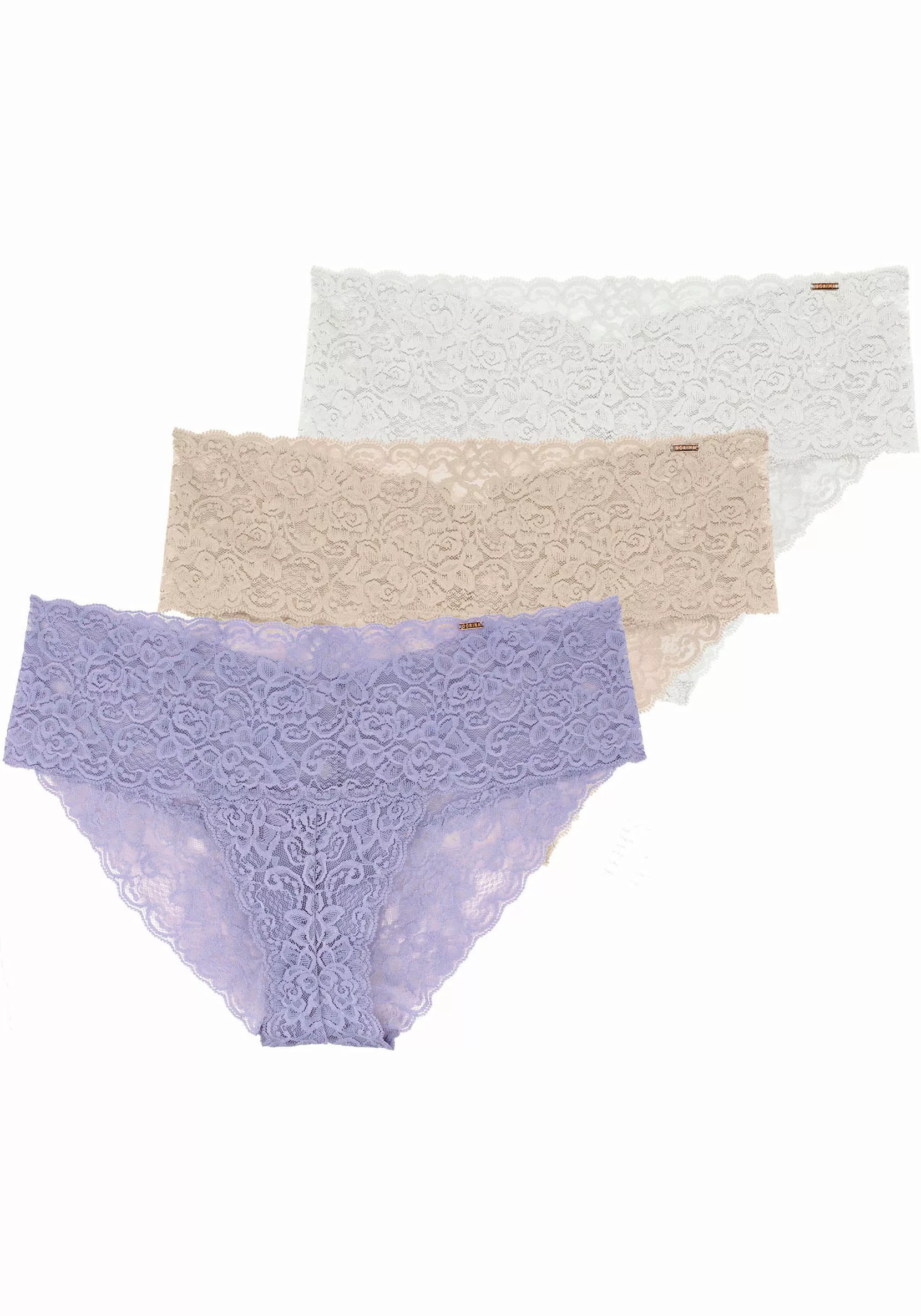 Dorina Slip "Lana", (3er Pack), mit floraler Spitze günstig online kaufen