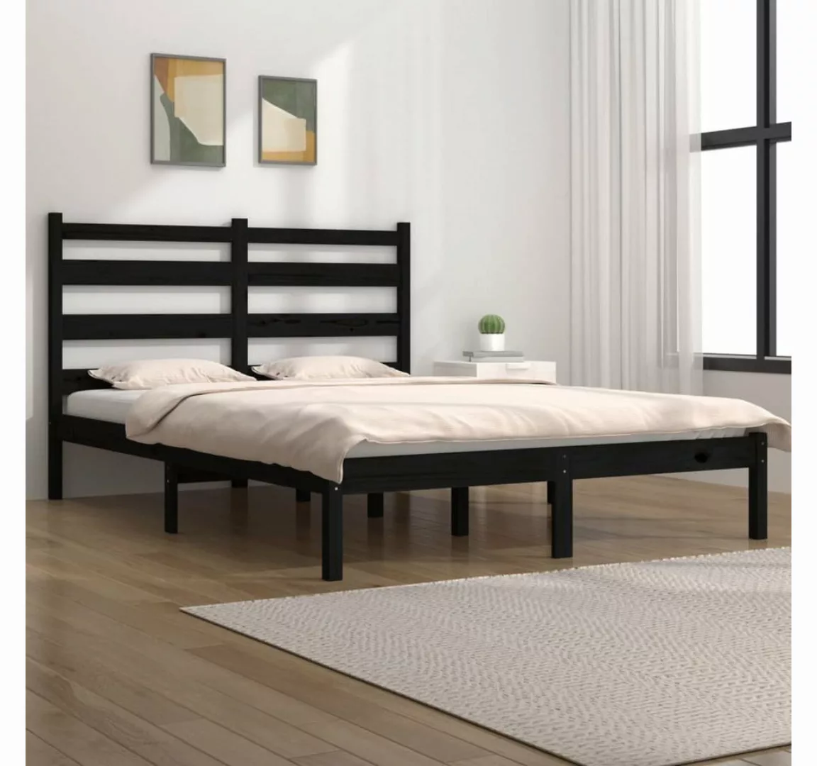 furnicato Bett Massivholzbett Schwarz Kiefer 200x200 cm günstig online kaufen