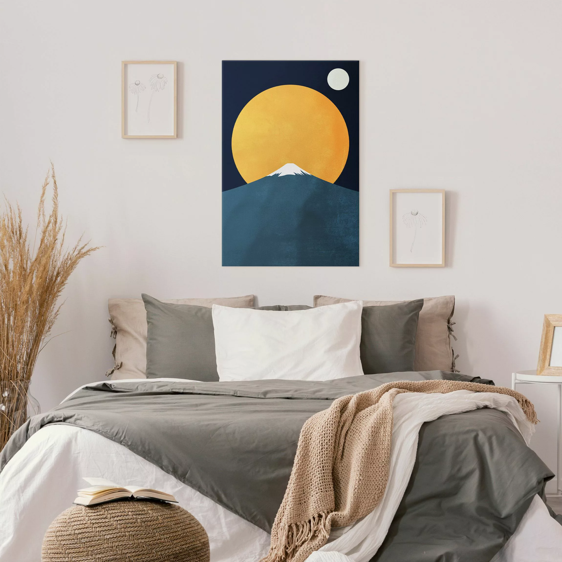 Leinwandbild Sonne, Mond und Berge günstig online kaufen