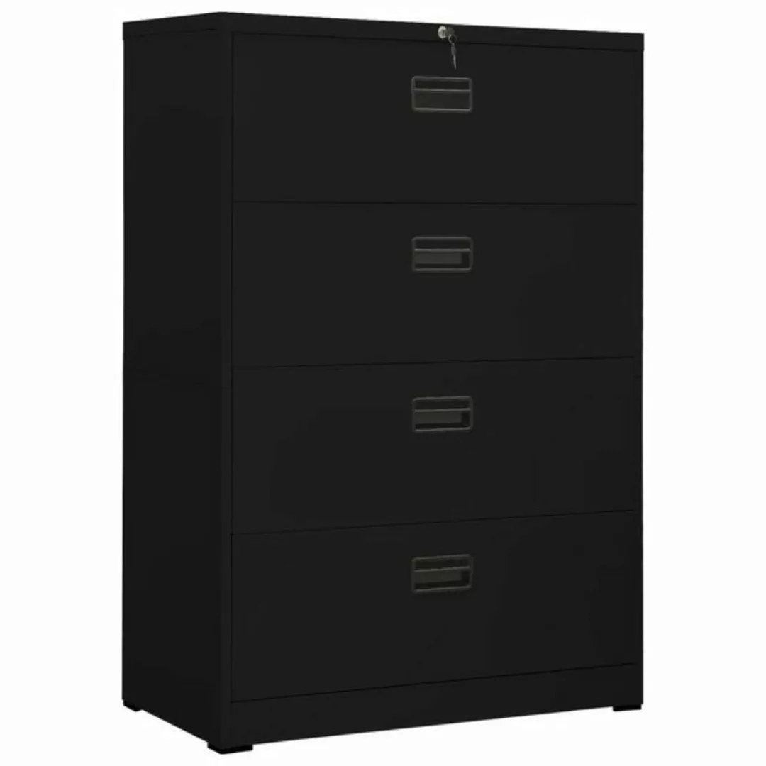 furnicato Aktenschrank Schwarz 90x46x134 cm Stahl (1-St) günstig online kaufen