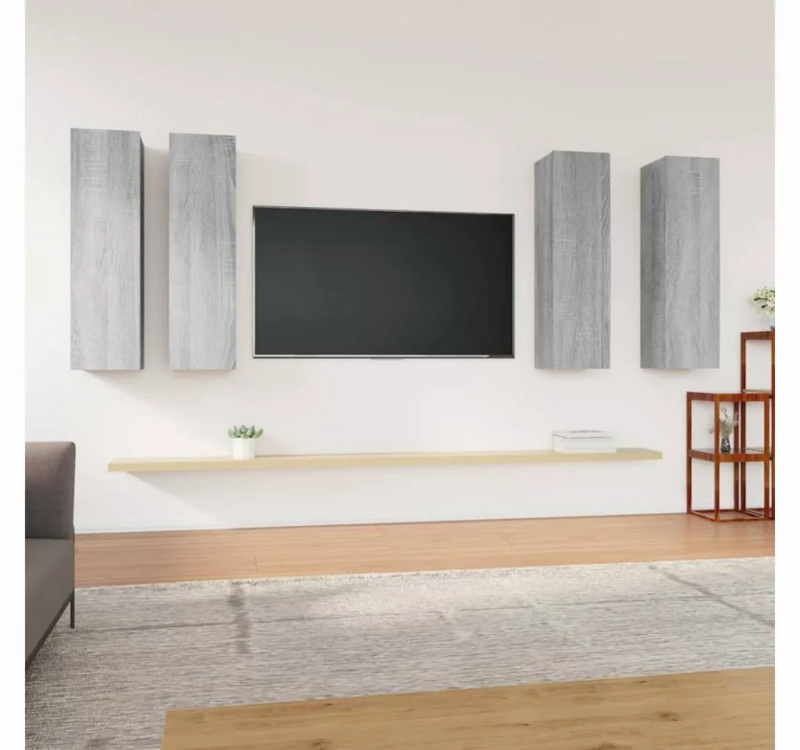 furnicato TV-Schrank TV-Schränke 4 Stk. Grau Sonoma 30,5x30x110 cm Holzwerk günstig online kaufen
