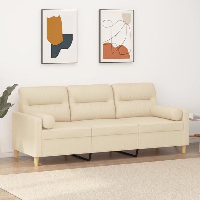 vidaXL Sofa 3-Sitzer-Sofa mit Zierkissen Taupe 180 cm Stoff günstig online kaufen