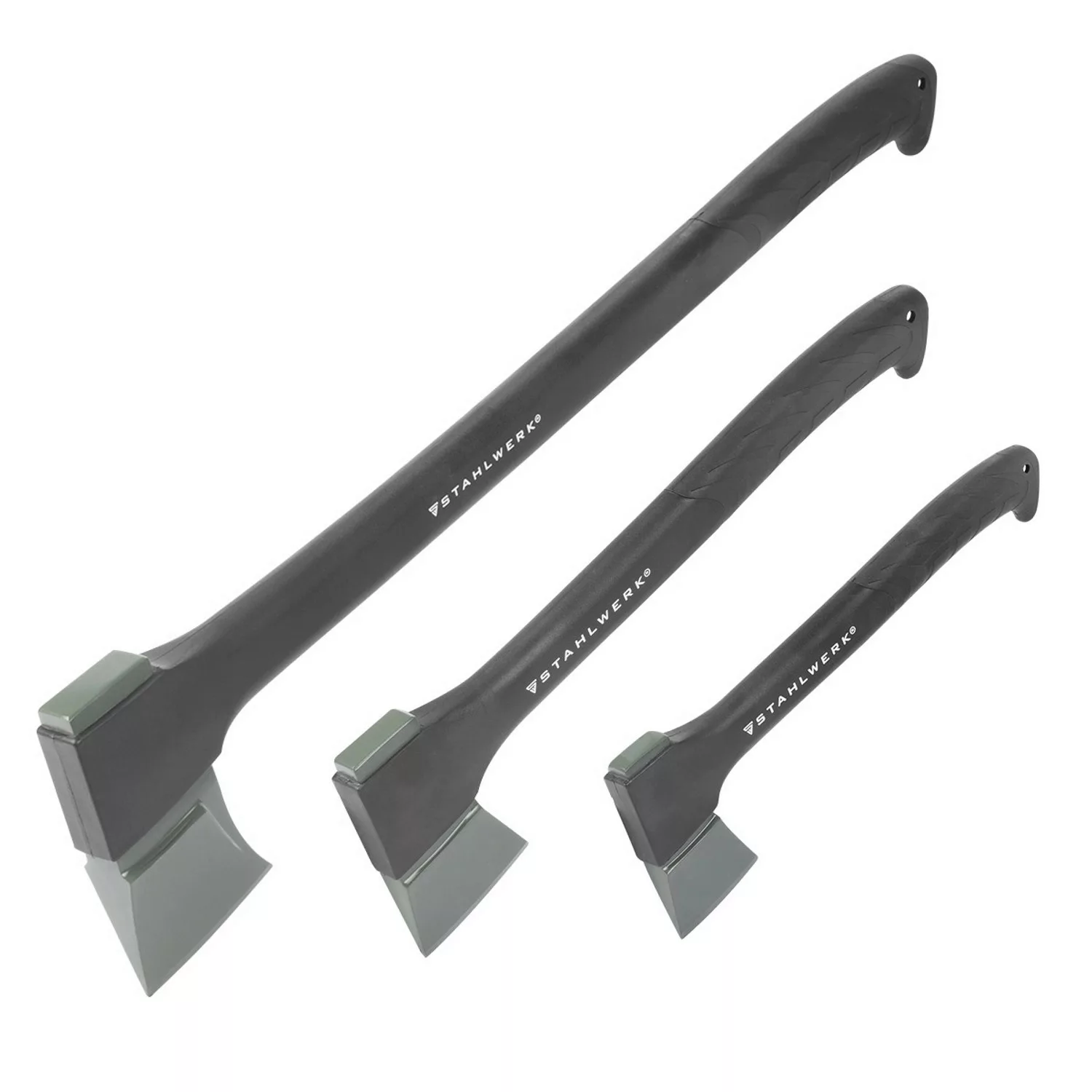 STAHLWERK Axt 3Er Set 355/ 445/ 775 Mm Beil Aus Carbon-Stahl Mit Fiberglas- günstig online kaufen