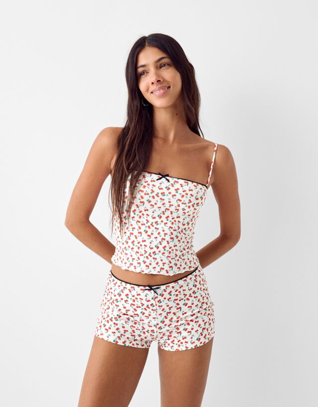 Bershka Shorts Mit Print Damen Xs Weiss günstig online kaufen