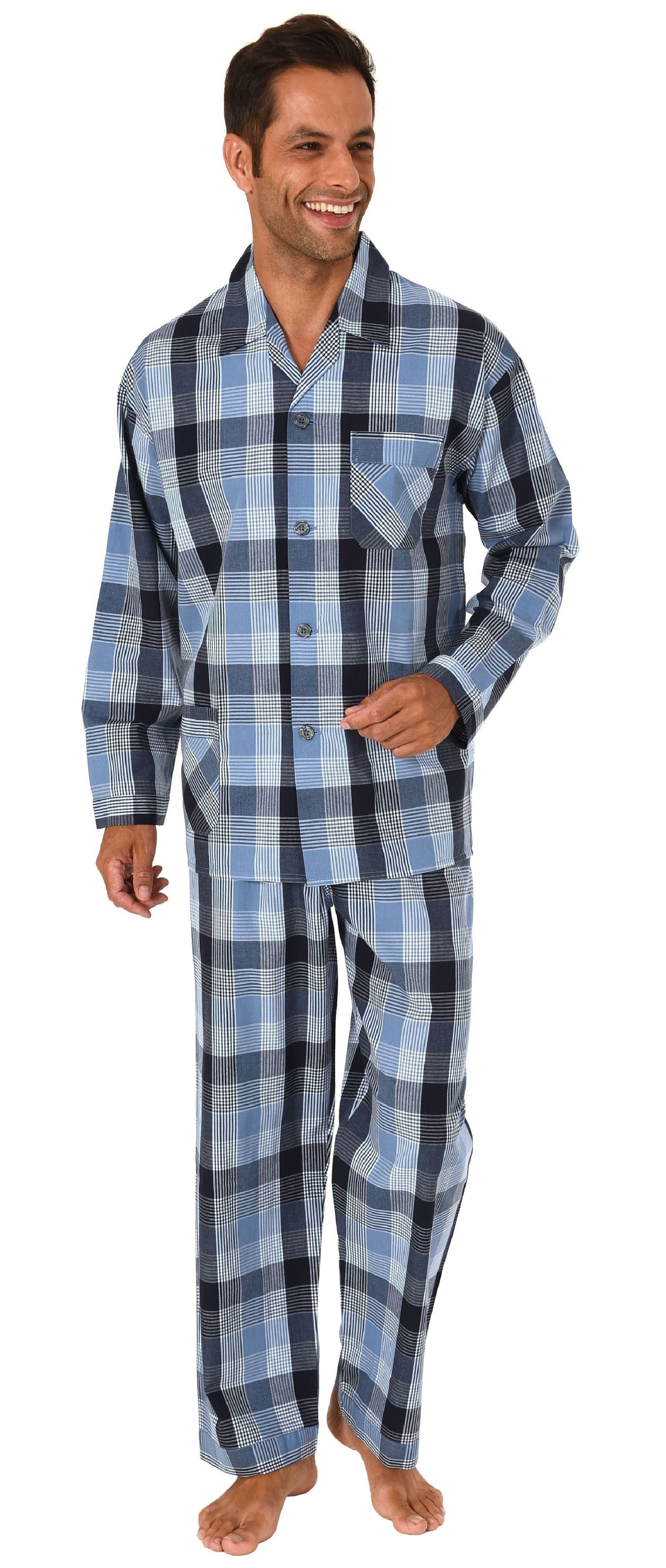 Normann Pyjama Gewebter Herren Pyjama, durchknöpfbarer günstig online kaufen