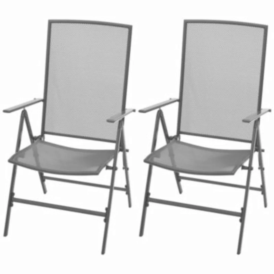 vidaXL Stapelbare Gartenstühle 2 Stk. Stahl Grau Gartenstuhl anthrazit günstig online kaufen