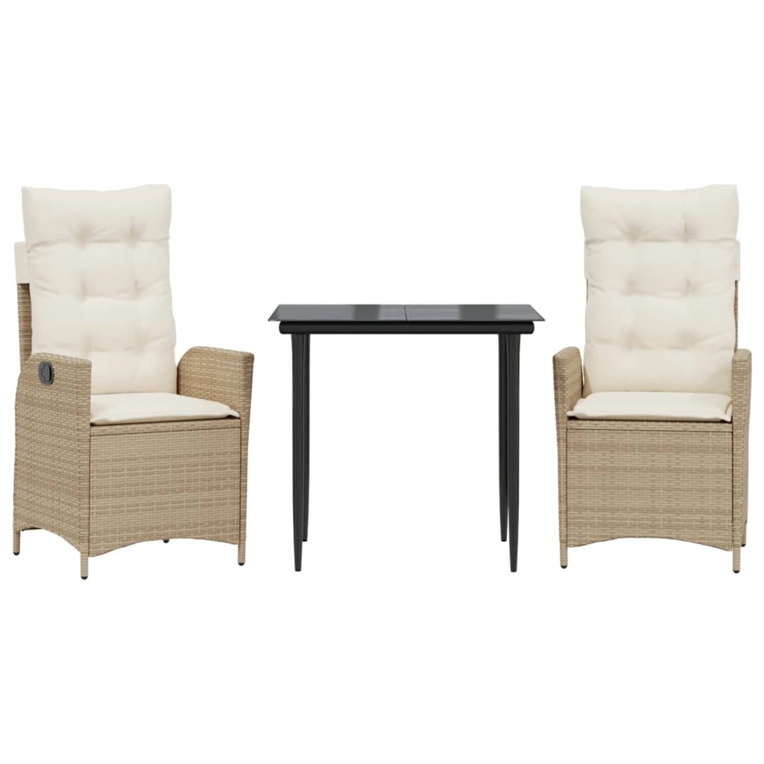 vidaXL 3-Tlg Garten-Essgruppe mit Kissen Beige Poly Rattan 3213234 günstig online kaufen
