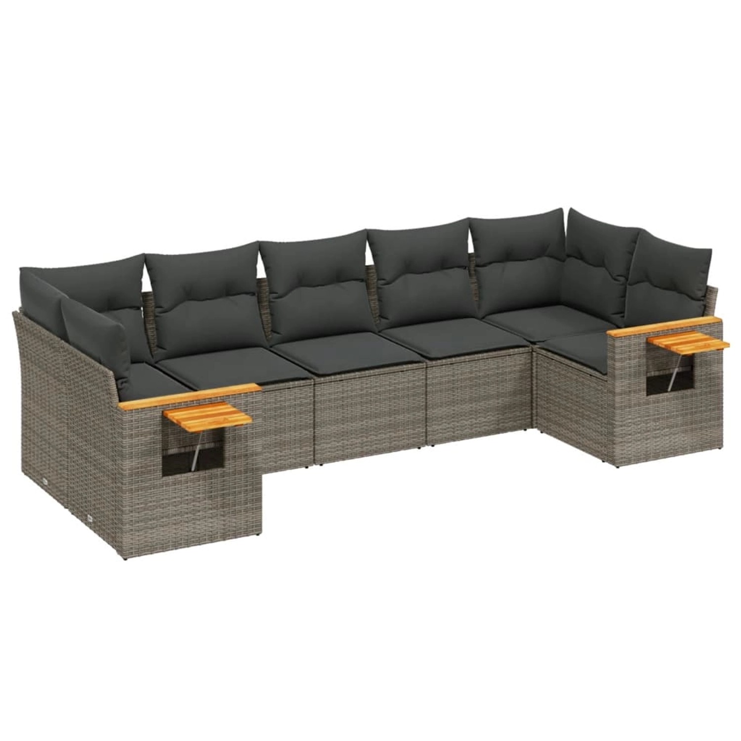 vidaXL 7-Tlg Garten-Sofagarnitur mit Kissen Grau Poly Rattan 3227110 günstig online kaufen