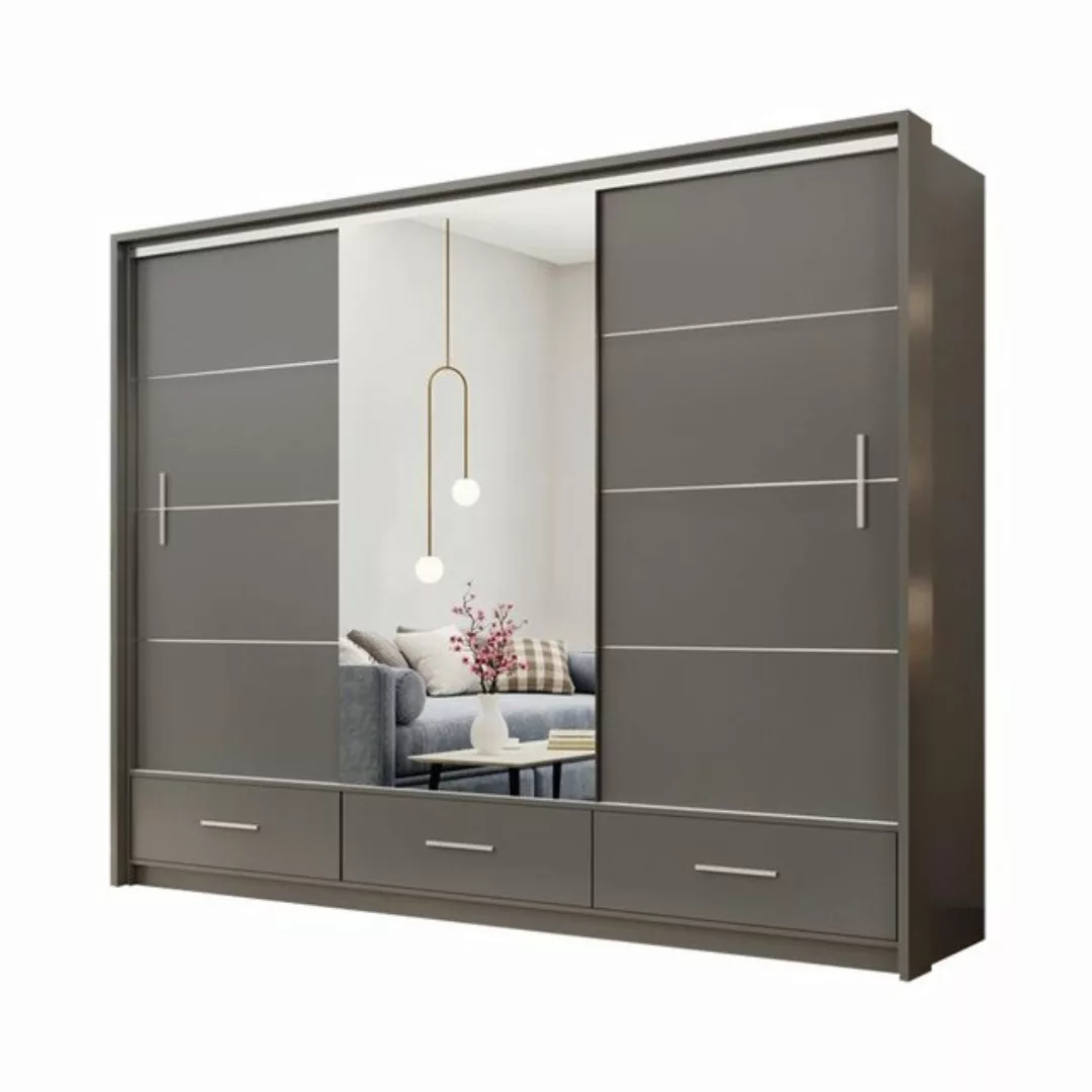 Beautysofa Kleiderschrank Marsylia (Schiebetürenschrank aus Holz, Garderobe günstig online kaufen