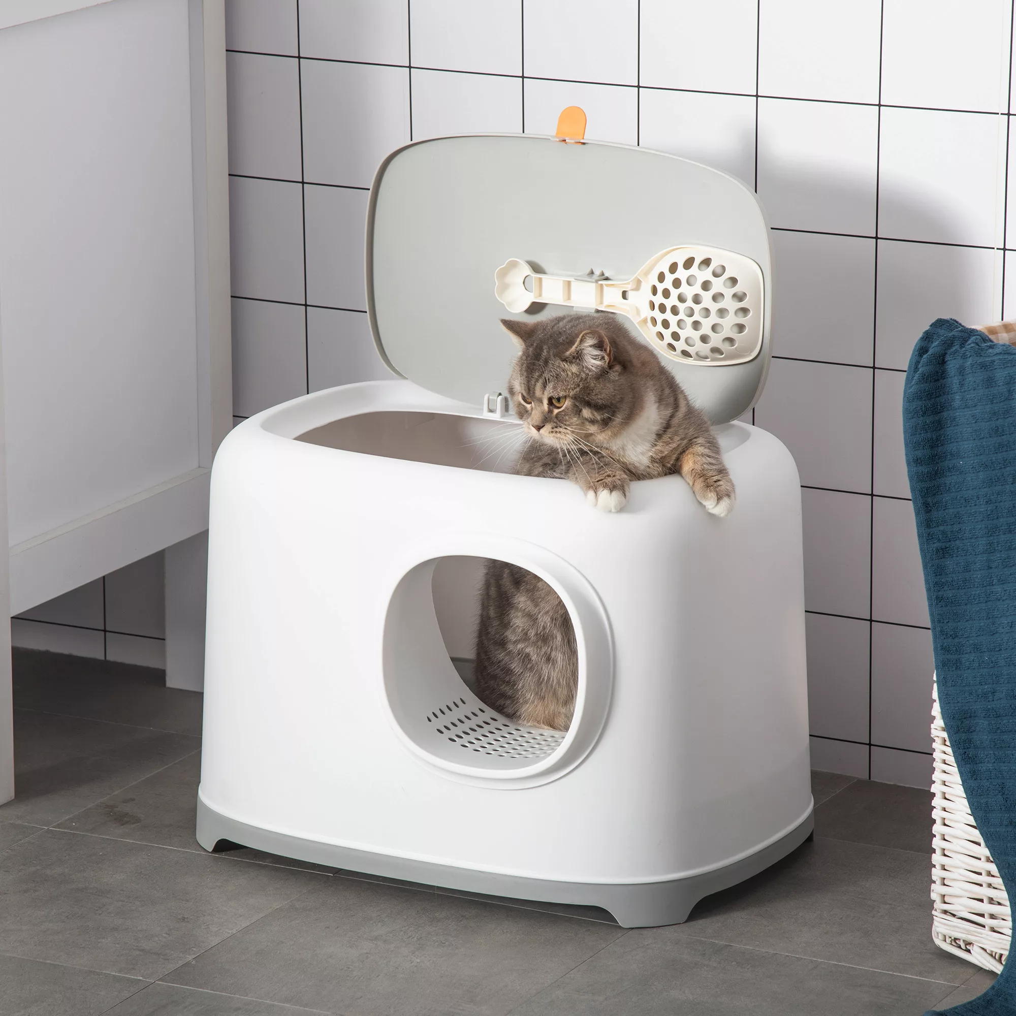 PawHut Katzenklo mit Deckel Katzentoilette für Katzen bis 5 kg mit Haube Gi günstig online kaufen