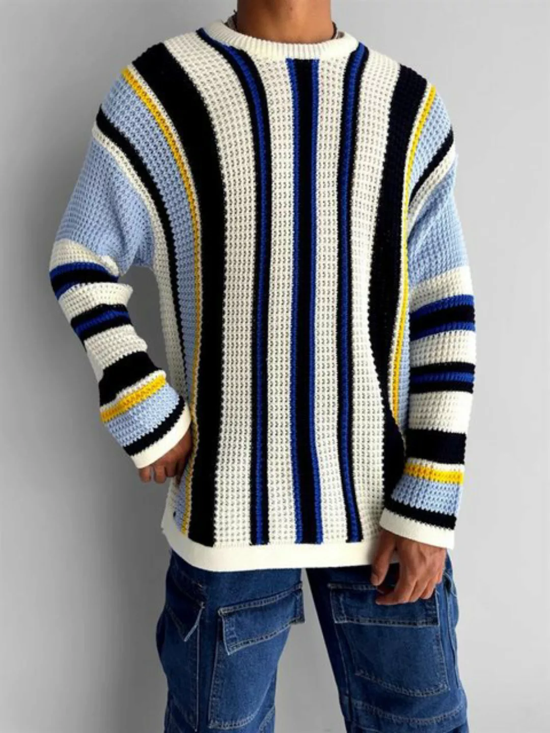 Abluka Sweatshirt OVERSIZE STRIPED KNIT SWEATER günstig online kaufen