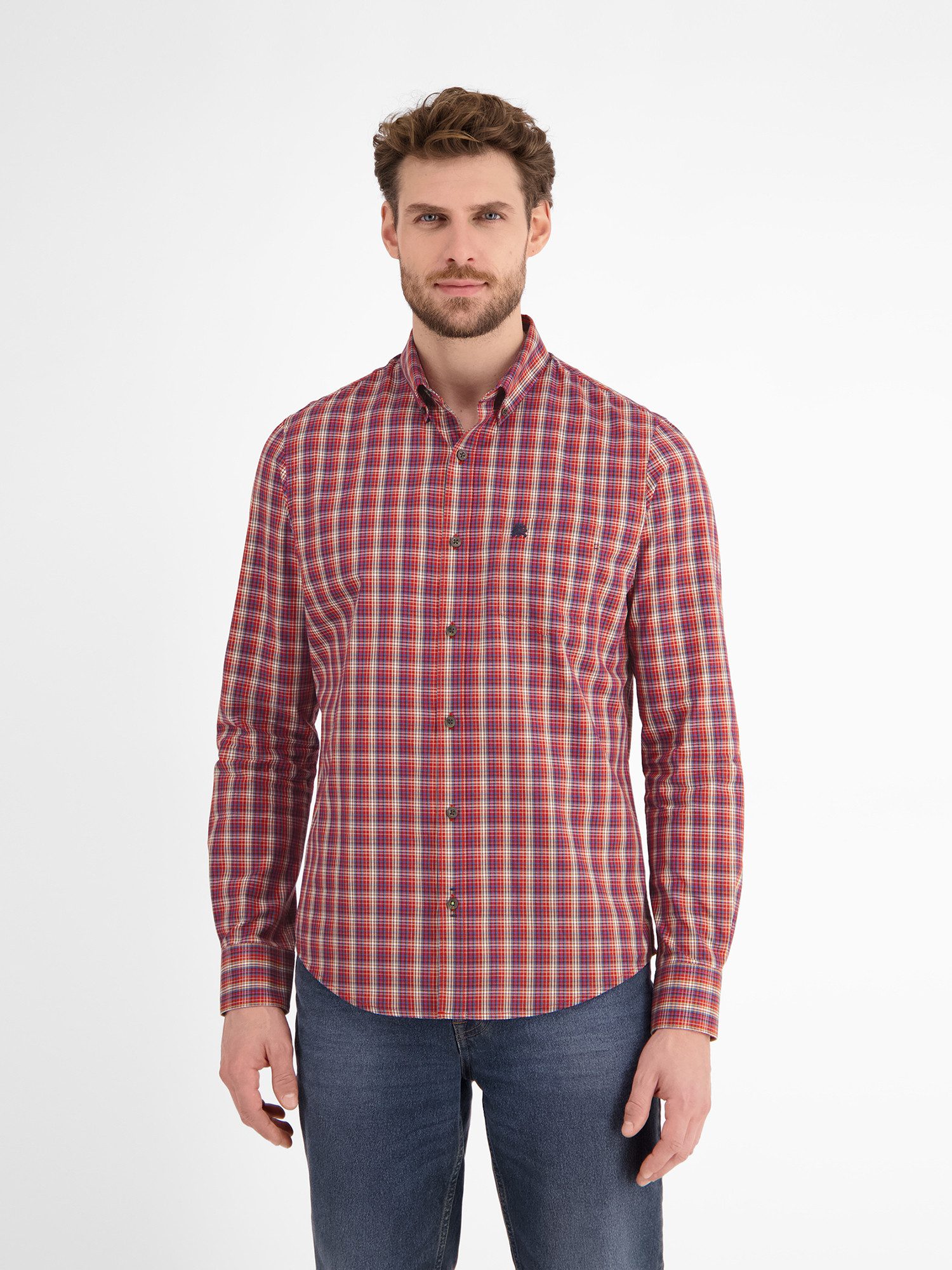 LERROS Karohemd "LERROS Kariertes Herrenhemd mit Button-down-Kragen" günstig online kaufen
